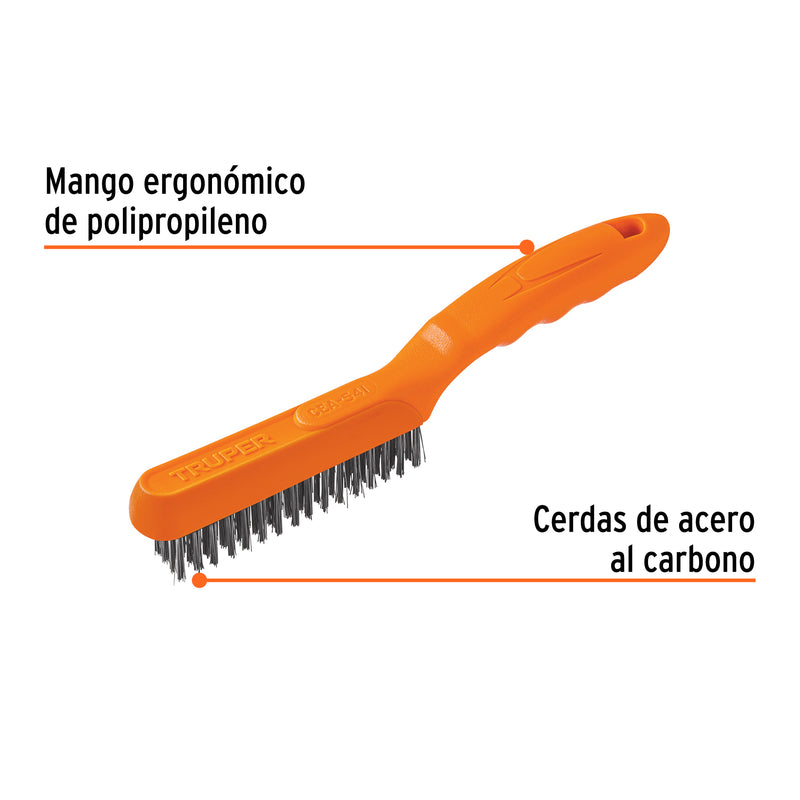 Cepillo de alambre, cerdas acero inoxidable, 64 pinceles