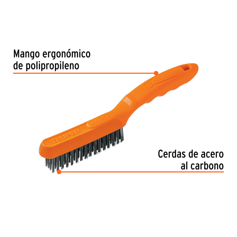 Cepillo de alambre, cerdas acero al carbono, 64 pinceles