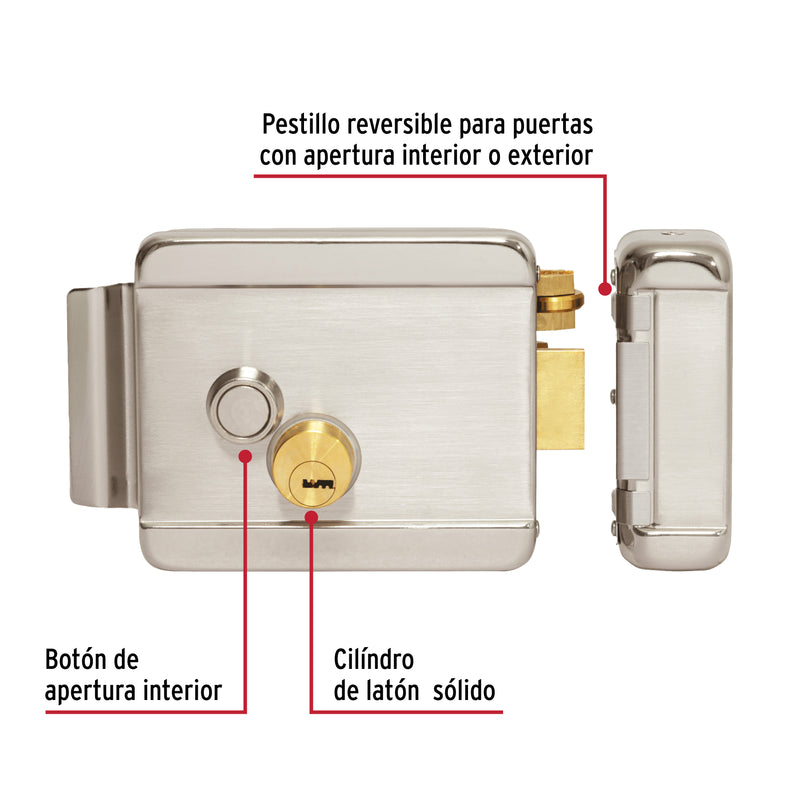Cerradura electromecánica con botón, derecha, Hermex