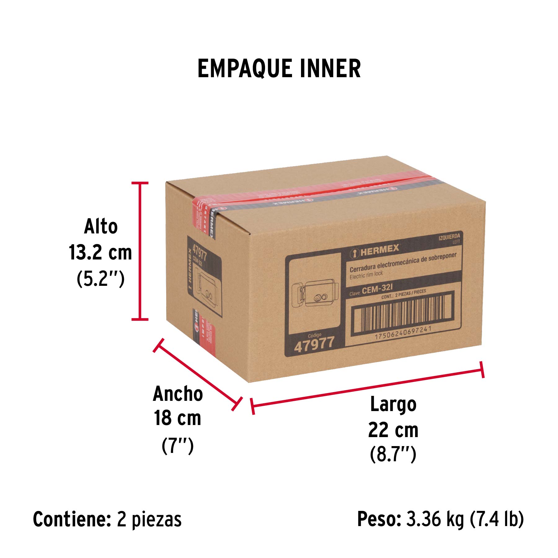 Cerradura electromecánica con botón, izquierda, Hermex