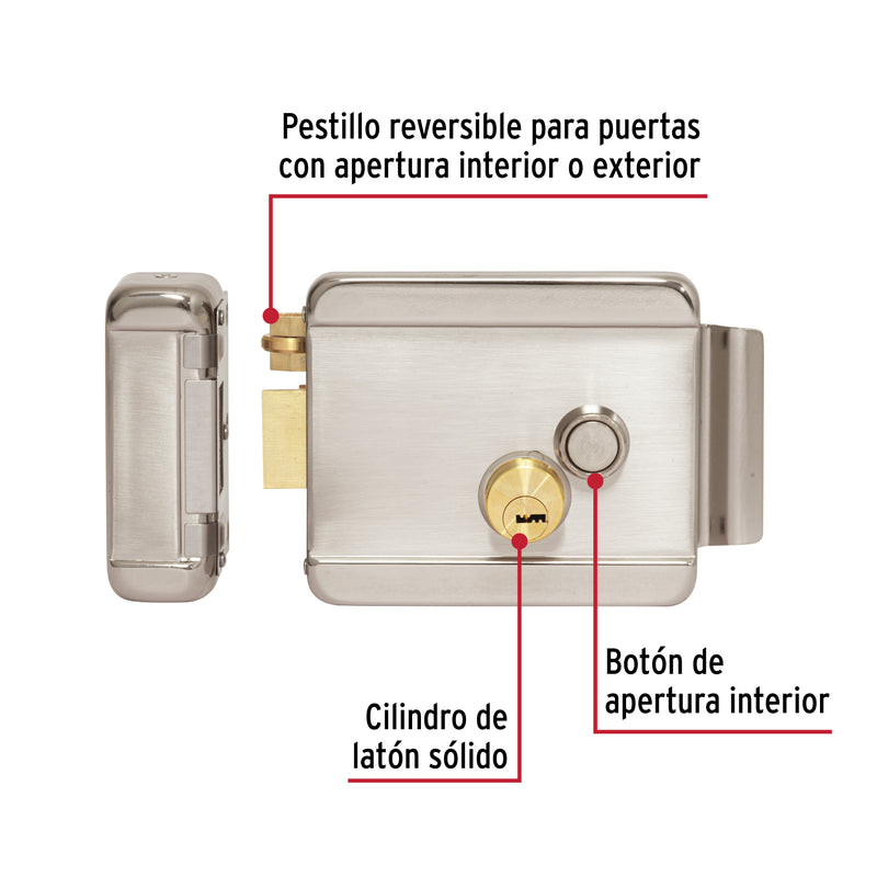 Cerradura electromecánica con botón, izquierda, Hermex