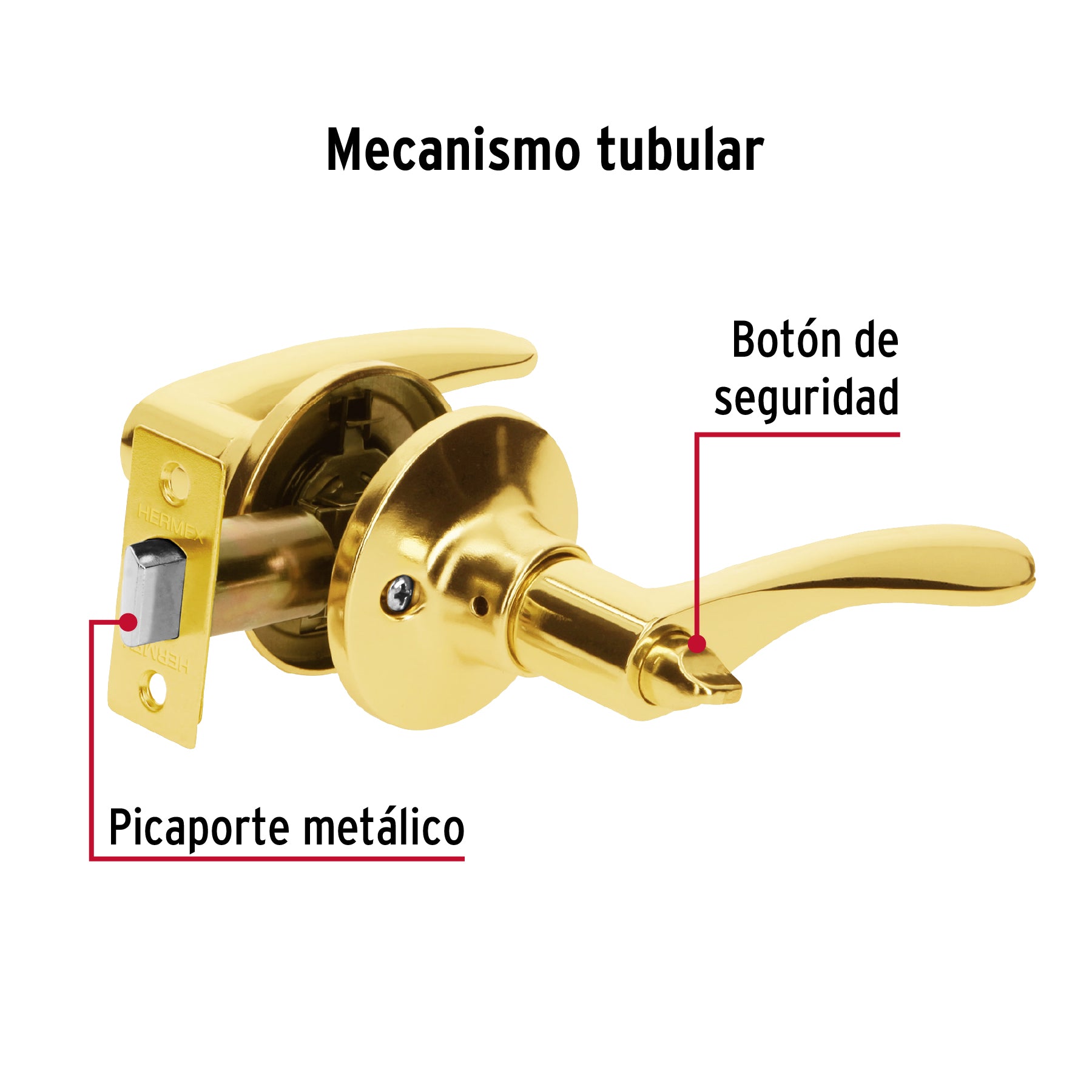 Cerradura Basic manija, cil metal, baño, latón brillante