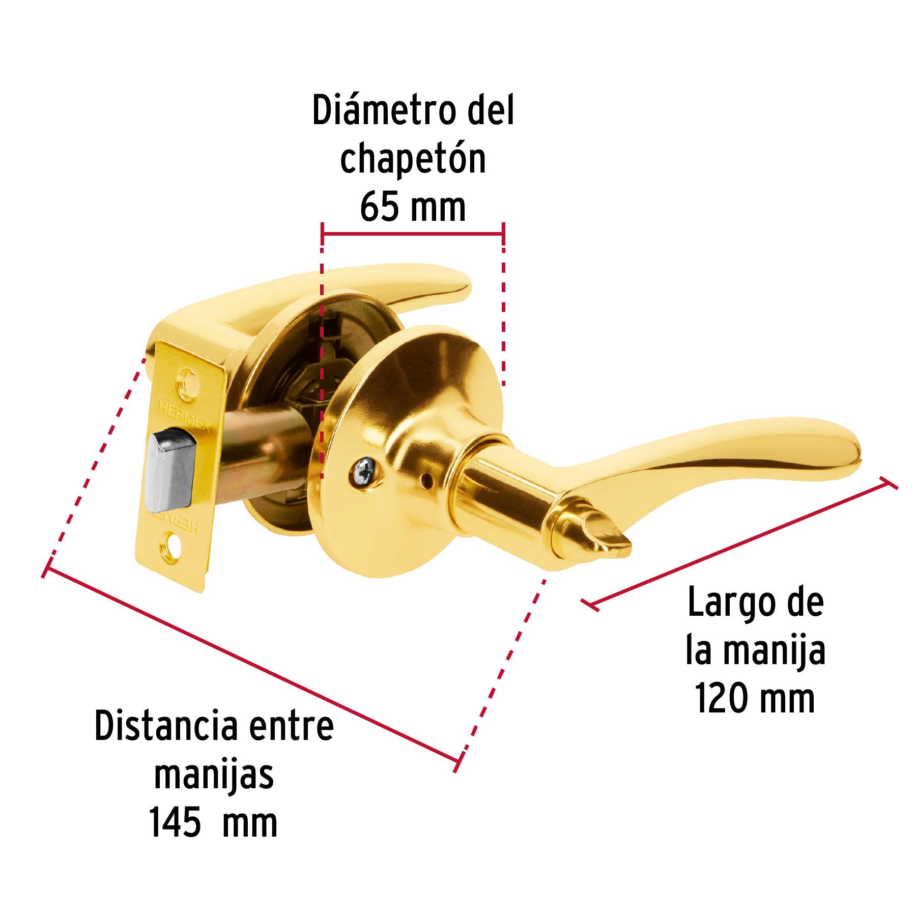 Cerradura Basic manija, cil metal, baño, latón brillante