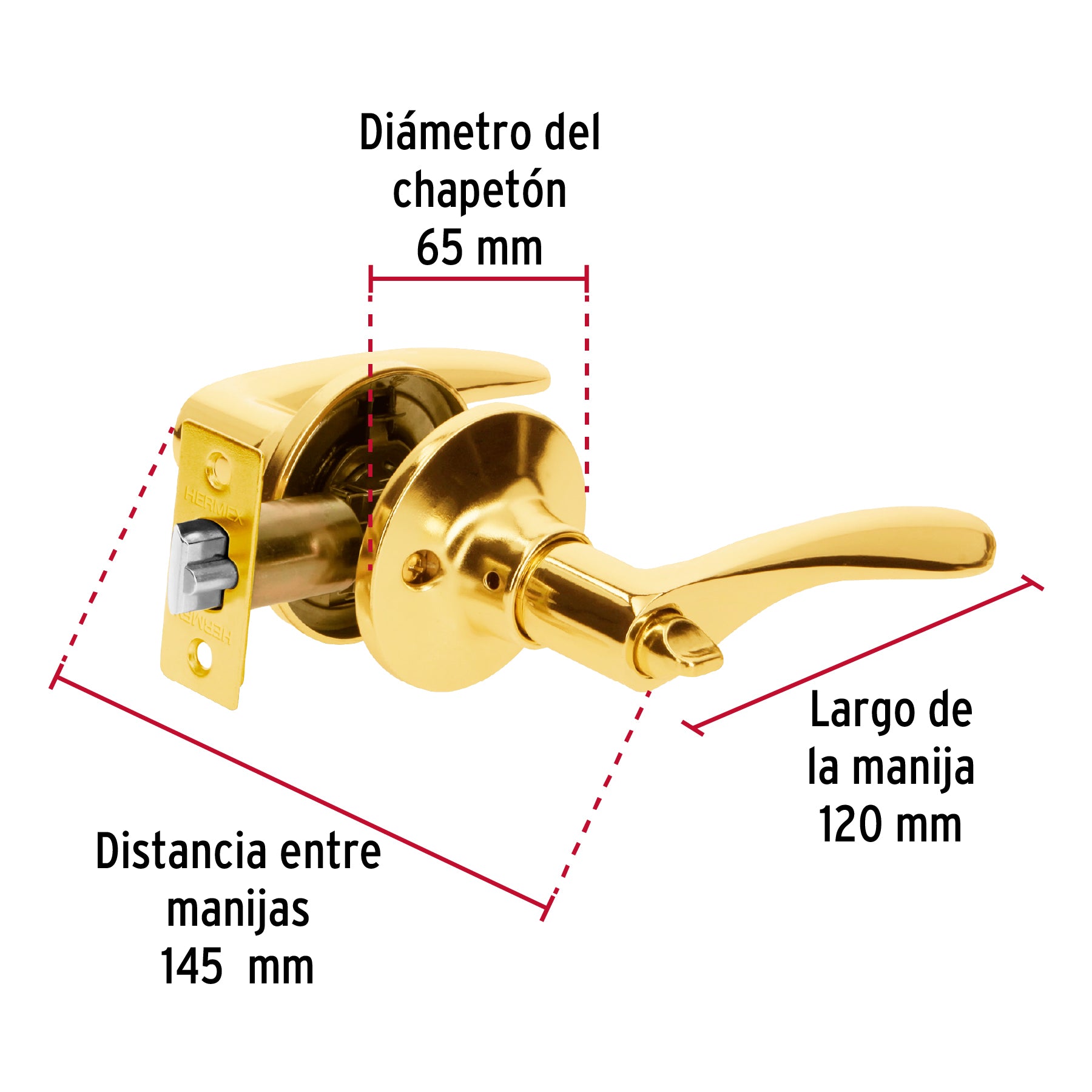 Cerradura Basic manija, cil metal, recámara, latón brillante