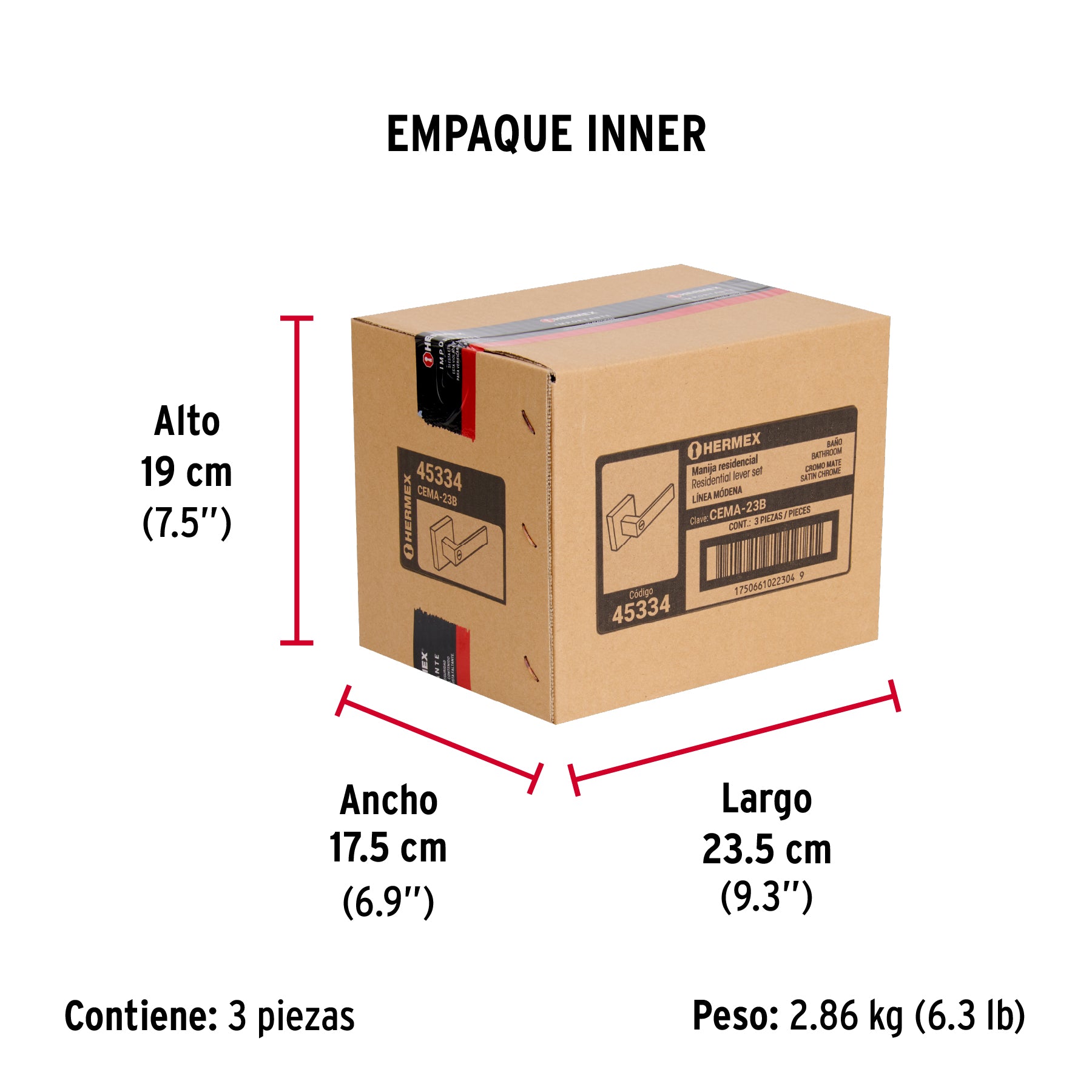 Cerradura manija 'Módena' p/baño, cromo mate, HERMEX