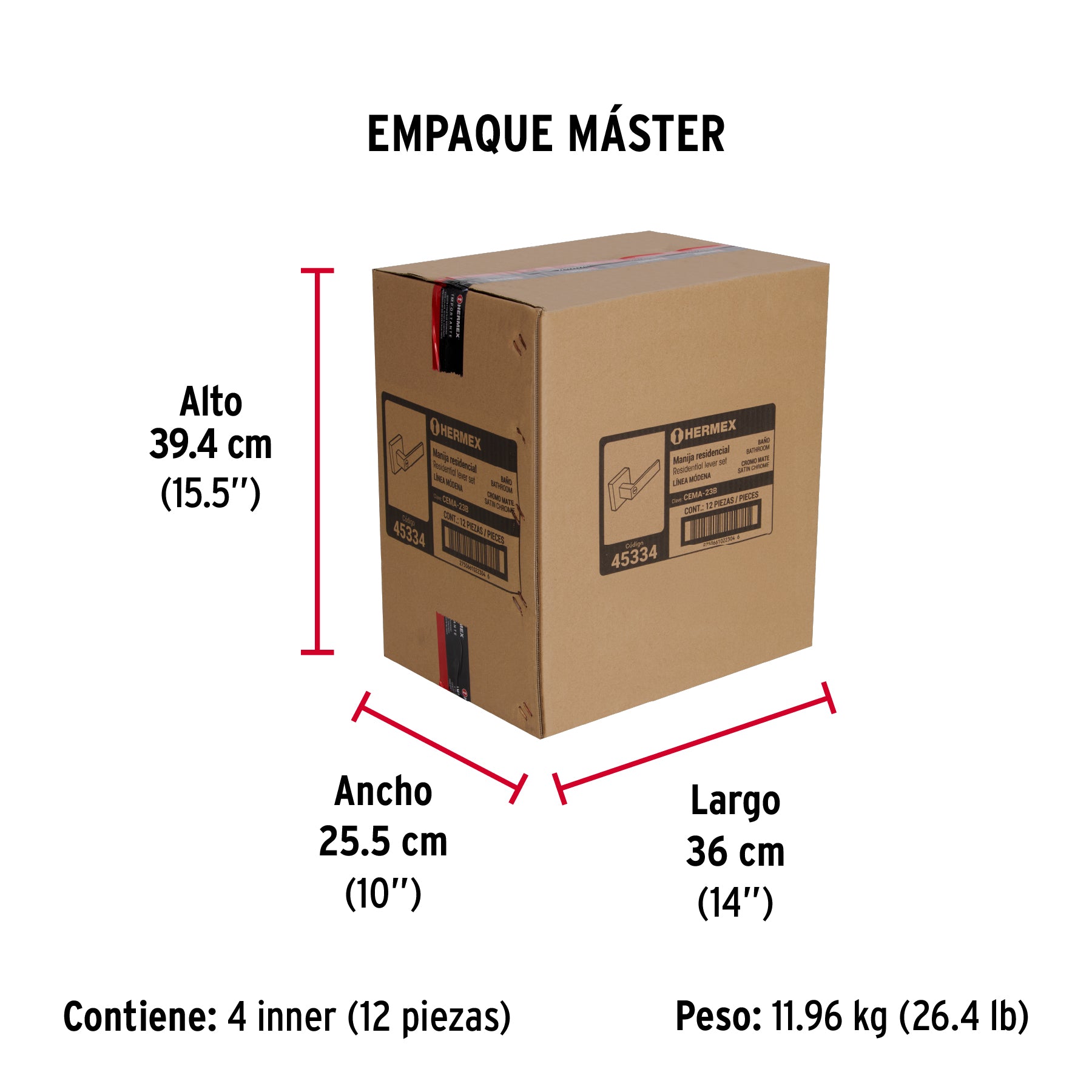 Cerradura manija 'Módena' p/baño, cromo mate, HERMEX