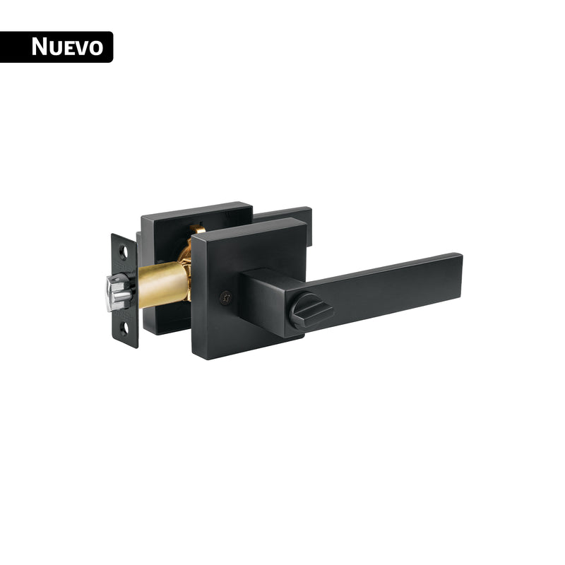 Cerradura manija 'Módena' p/recámara, negro mate, HERMEX