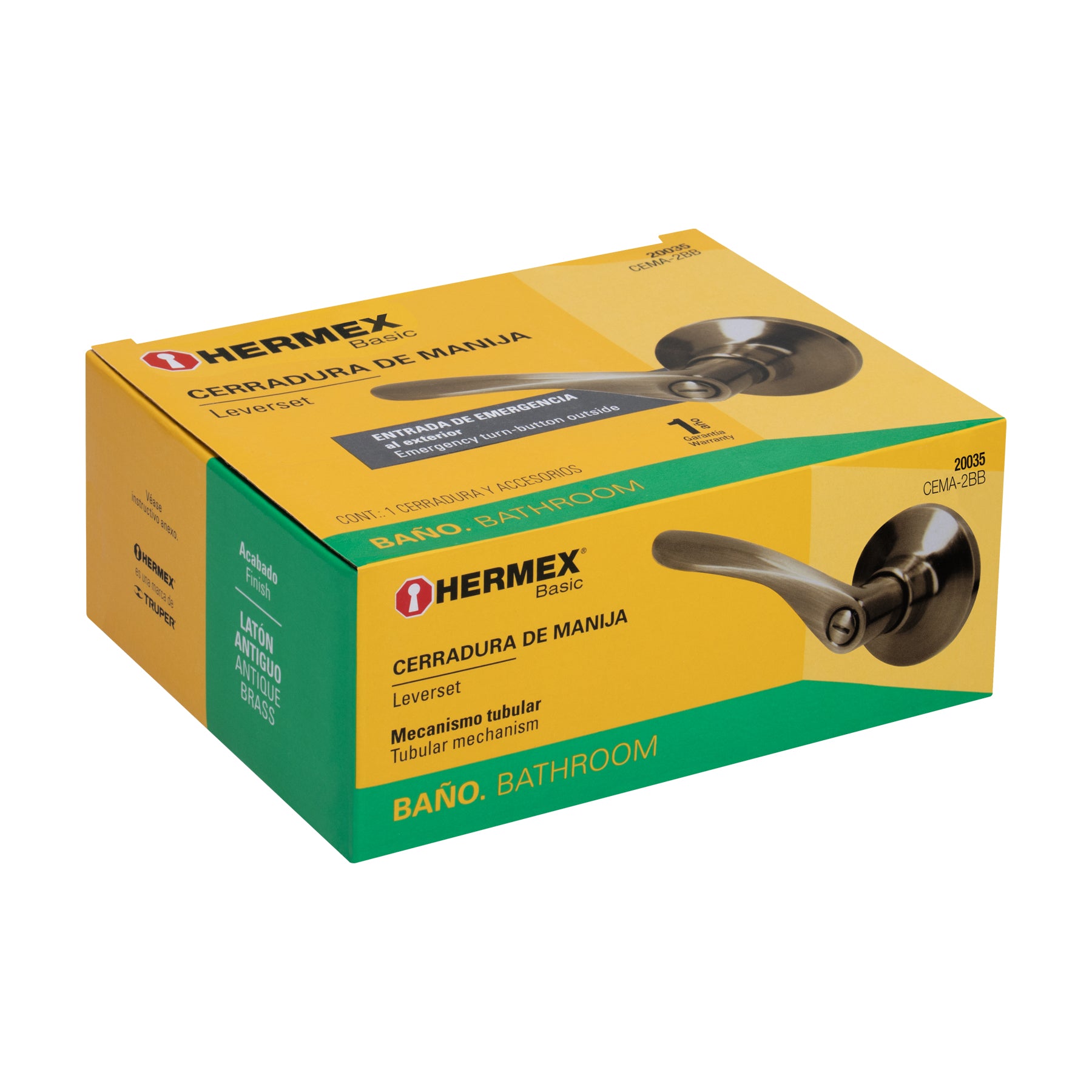Cerradura Basic manija, cil metal, baño, latón antiguo