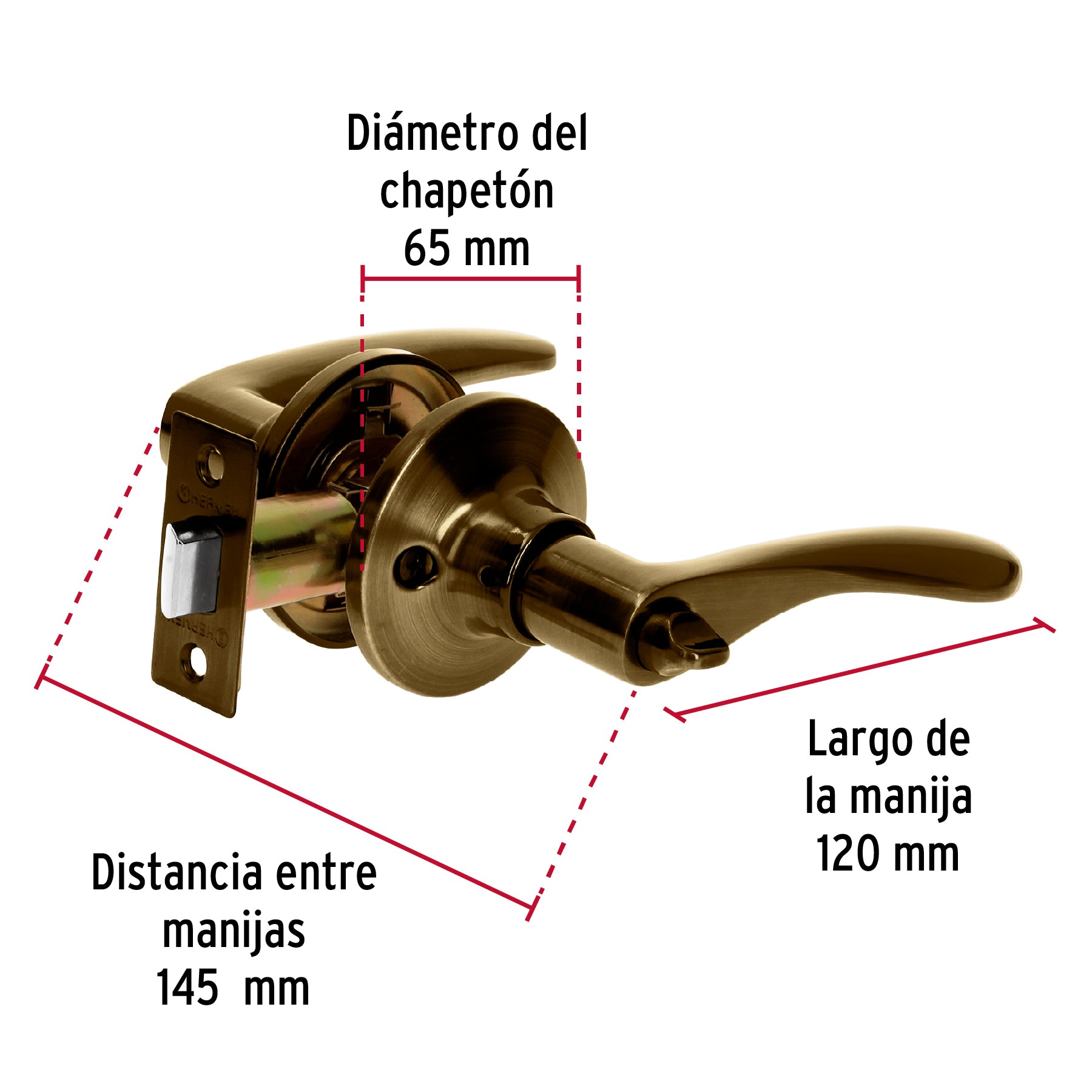Cerradura Basic manija, cil metal, baño, latón antiguo