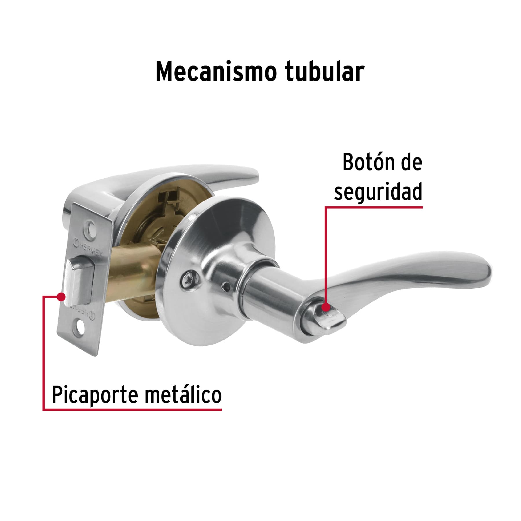 Cerradura Basic manija, cilindro metálico, baño, cromo