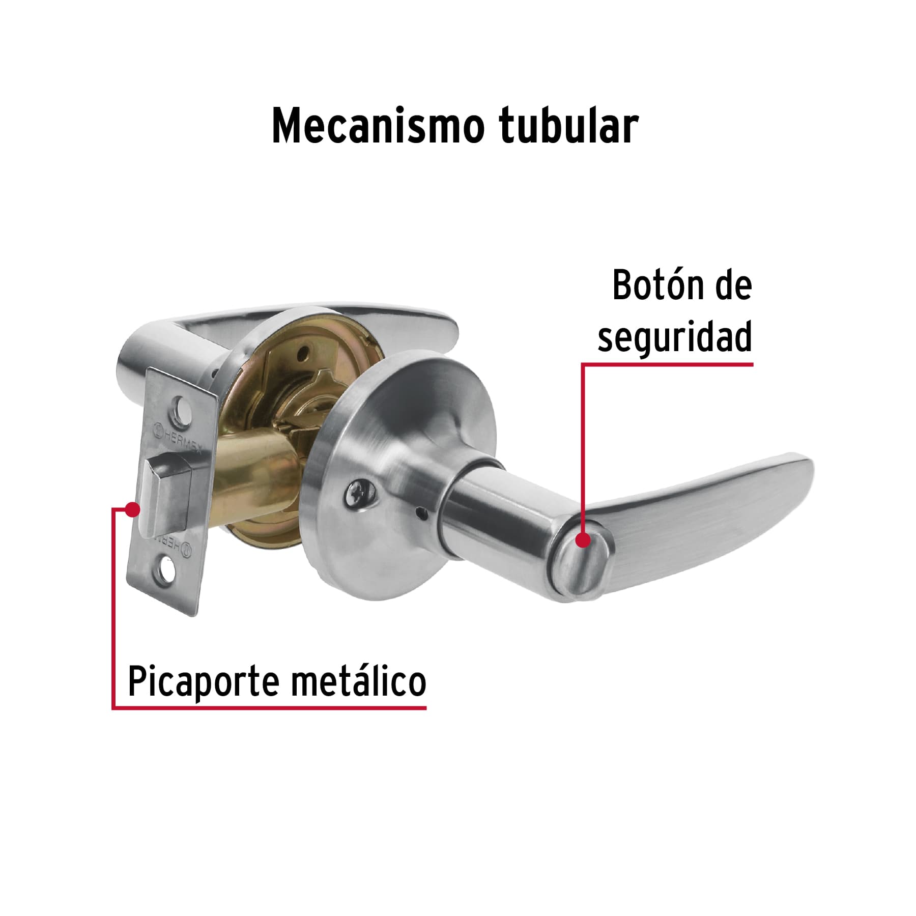 Cerradura manija, cilindro latón, cromo mate, baño