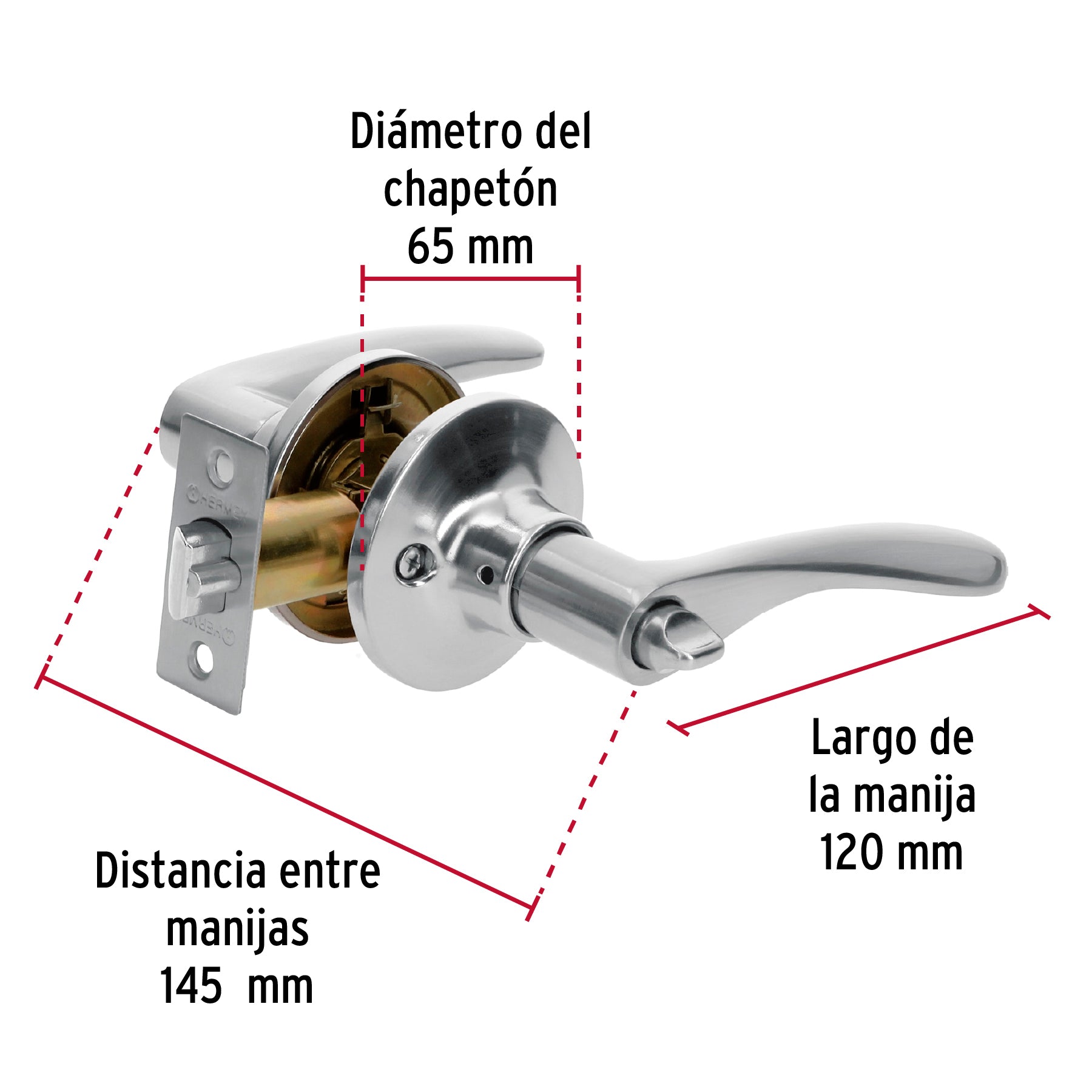 Cerradura Basic manija, cilindro metálico, recámara, cromo