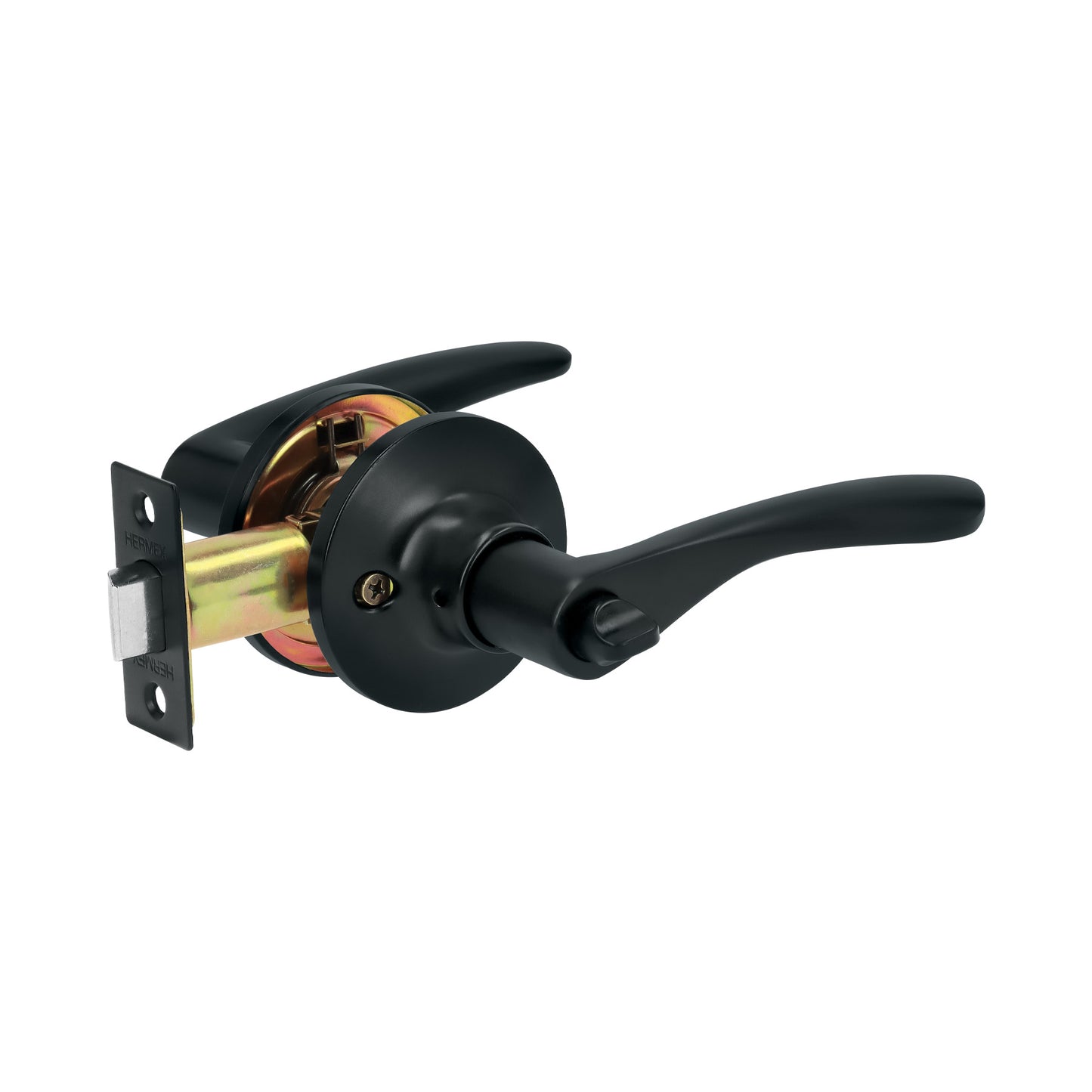 Cerradura manija 'Milán' p/baño, negro, cil latón, Basic