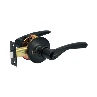 Cerradura manija 'Milán' p/baño, negro, cil latón, Basic