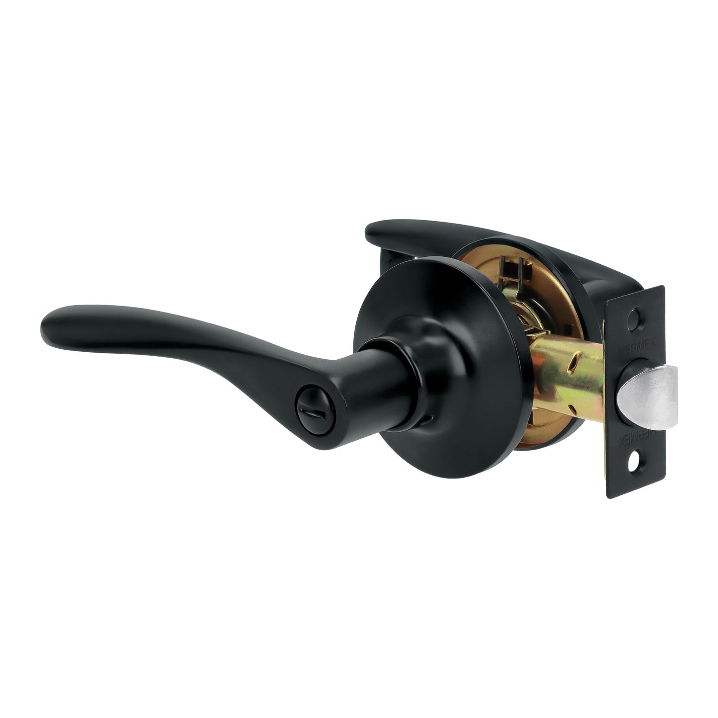 Cerradura manija 'Milán' p/baño, negro, cil latón, Basic