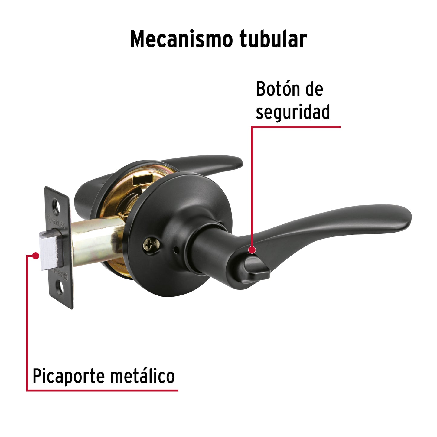 Cerradura manija 'Milán' p/baño, negro, cil latón, Basic