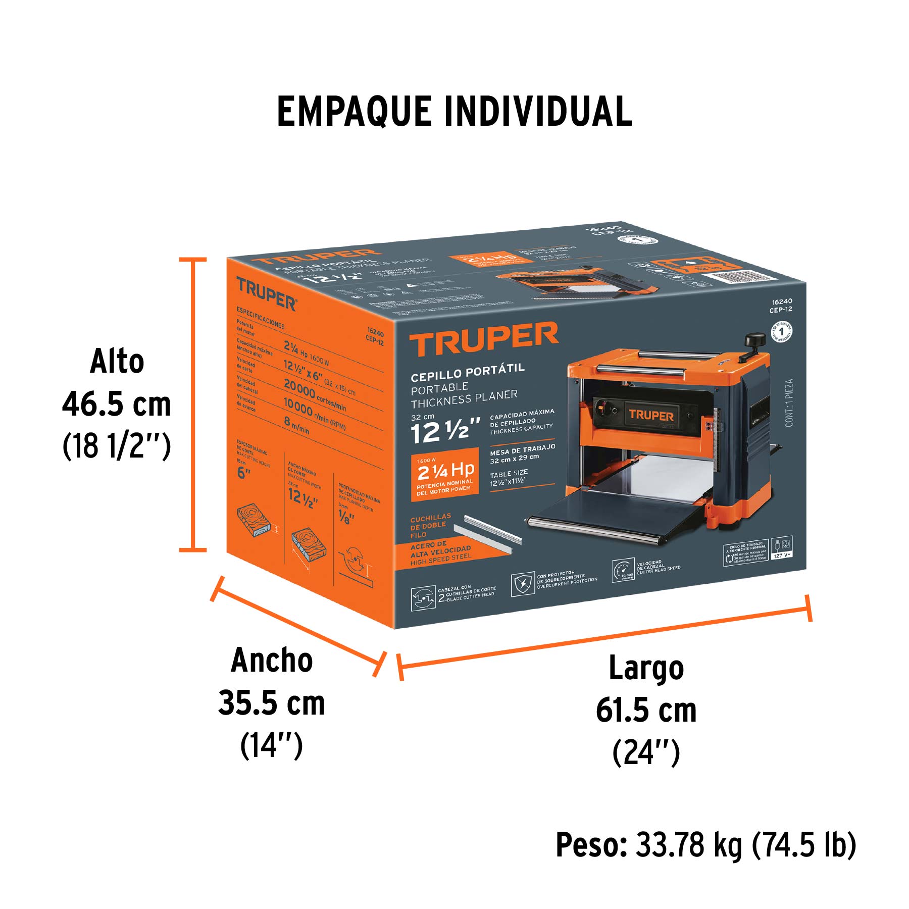Cepillo portátil de 12-1/2"