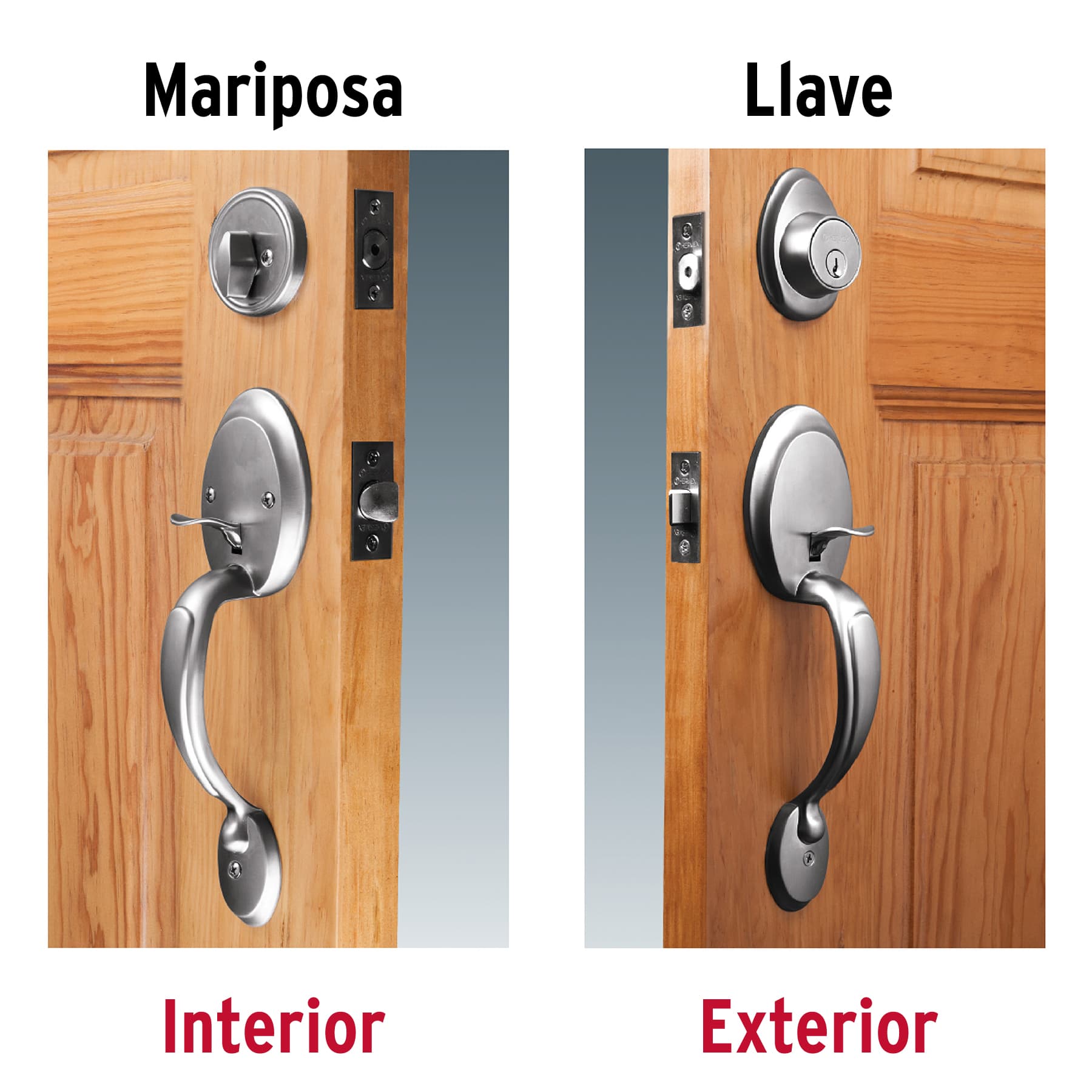 Cerradura entrada, cromo mate, mariposa, Hermex Basic