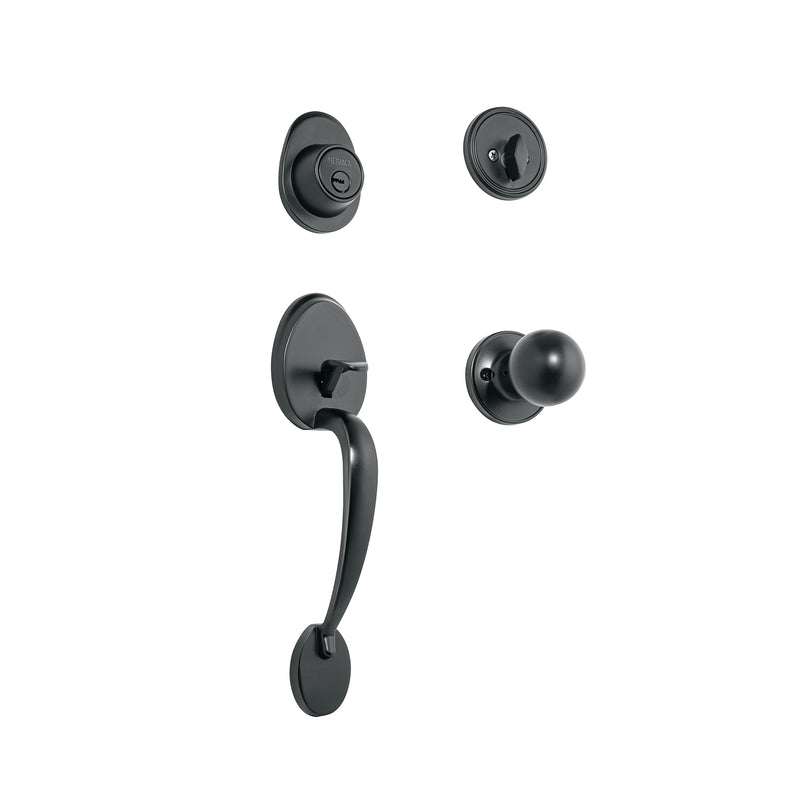 Jaladera, perilla y cerrojo llave-mariposa, negro