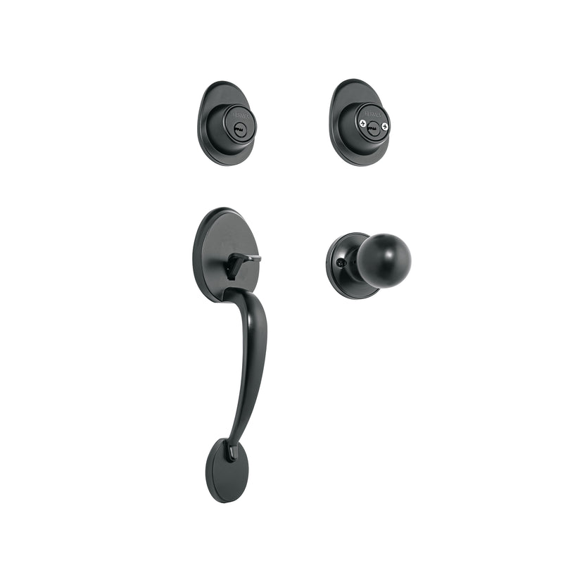 Jaladera, perilla y cerrojo llave-llave, negro, Basic