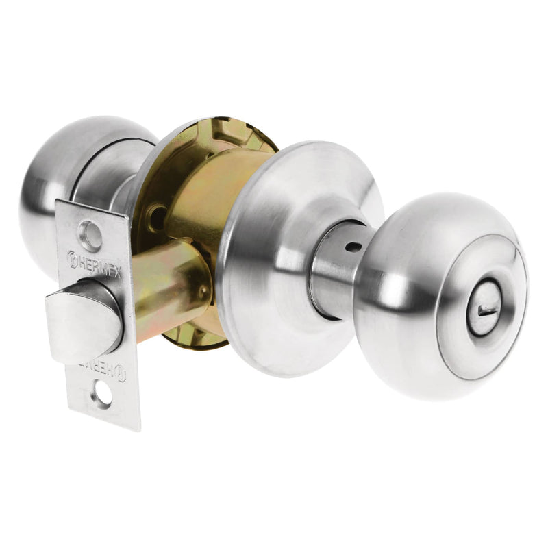 Cerradura pomo, cromo mate, oval, baño