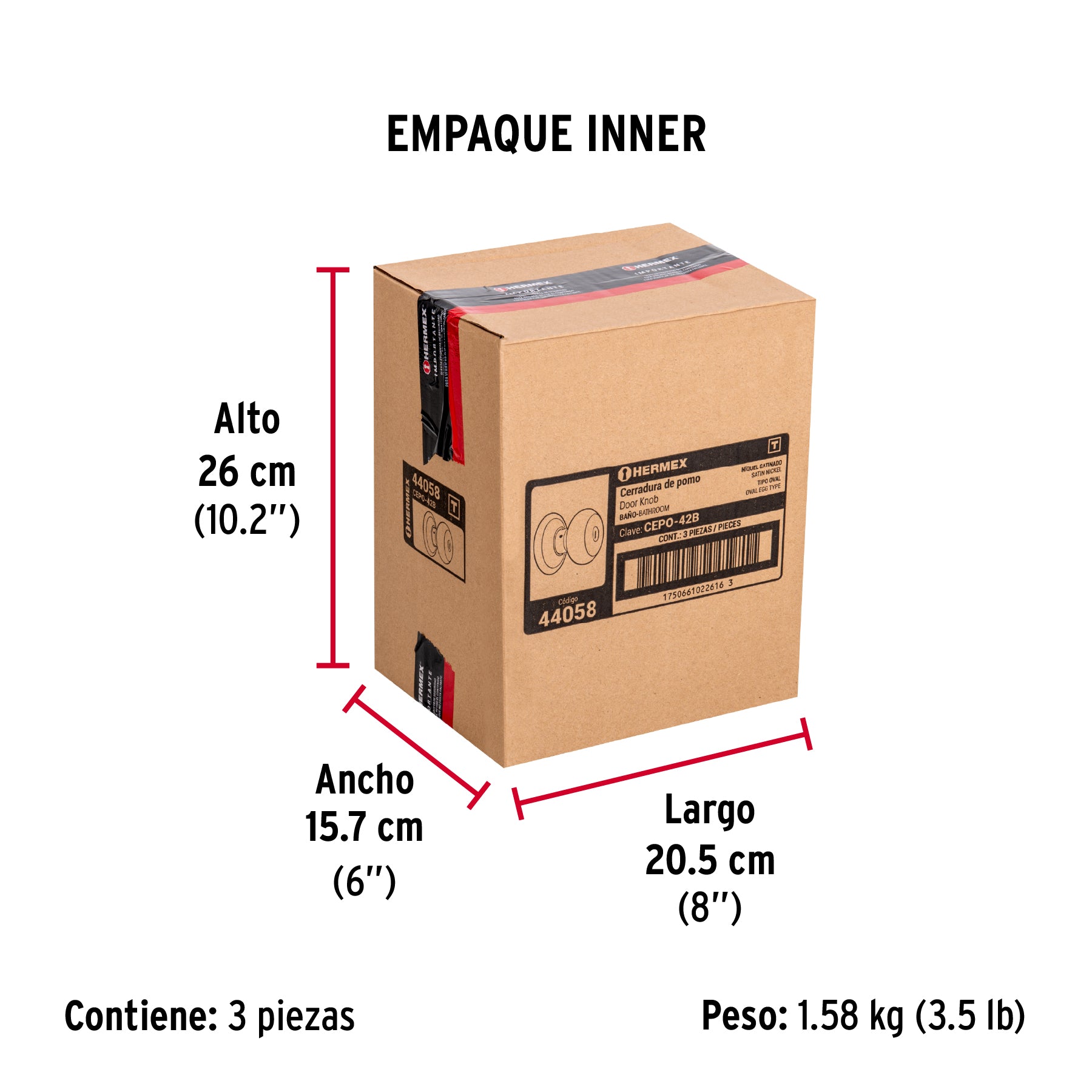 Cerradura tipo oval para baño, níquel satín, HERMEX