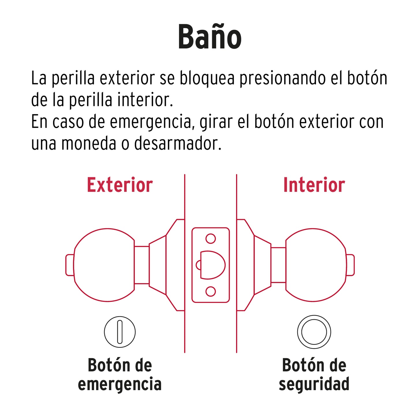 Cerradura pomo, negro, esfera, baño, Hermex