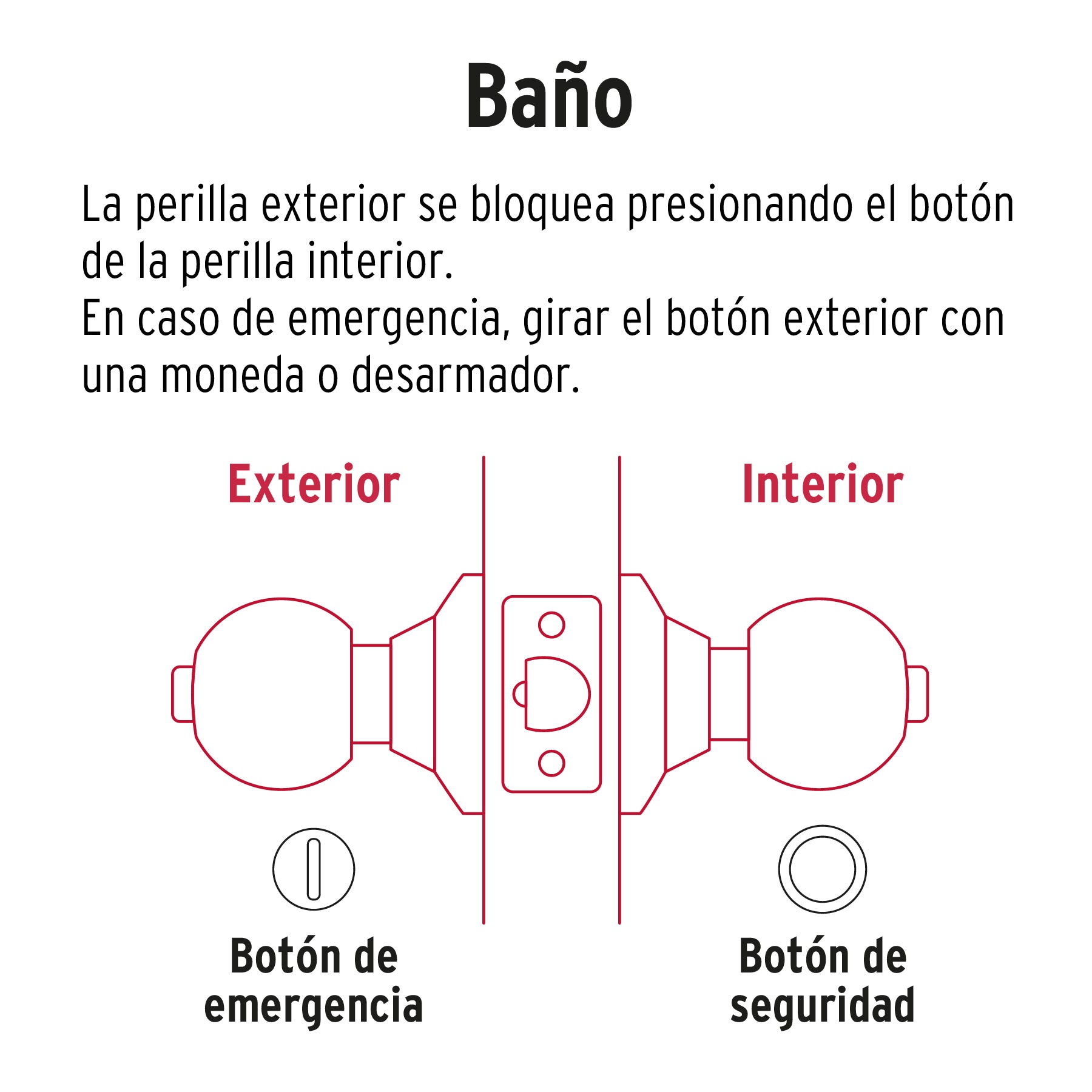 Cerradura pomo, negro, esfera, baño, Hermex