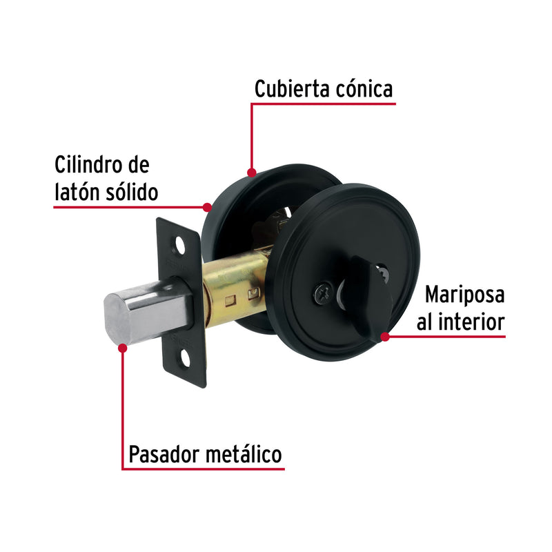 Cerrojo llave-mariposa negro, llave de puntos, Hermex