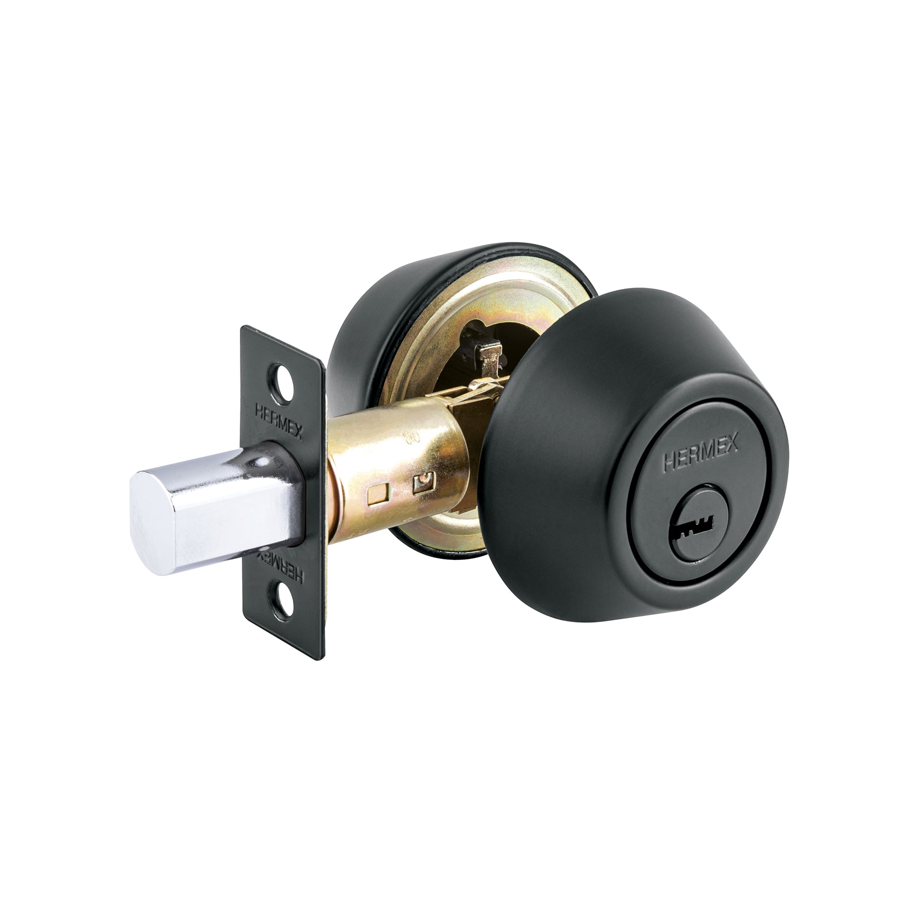 Cerrojo llave-llave negro, llave de puntos, Hermex