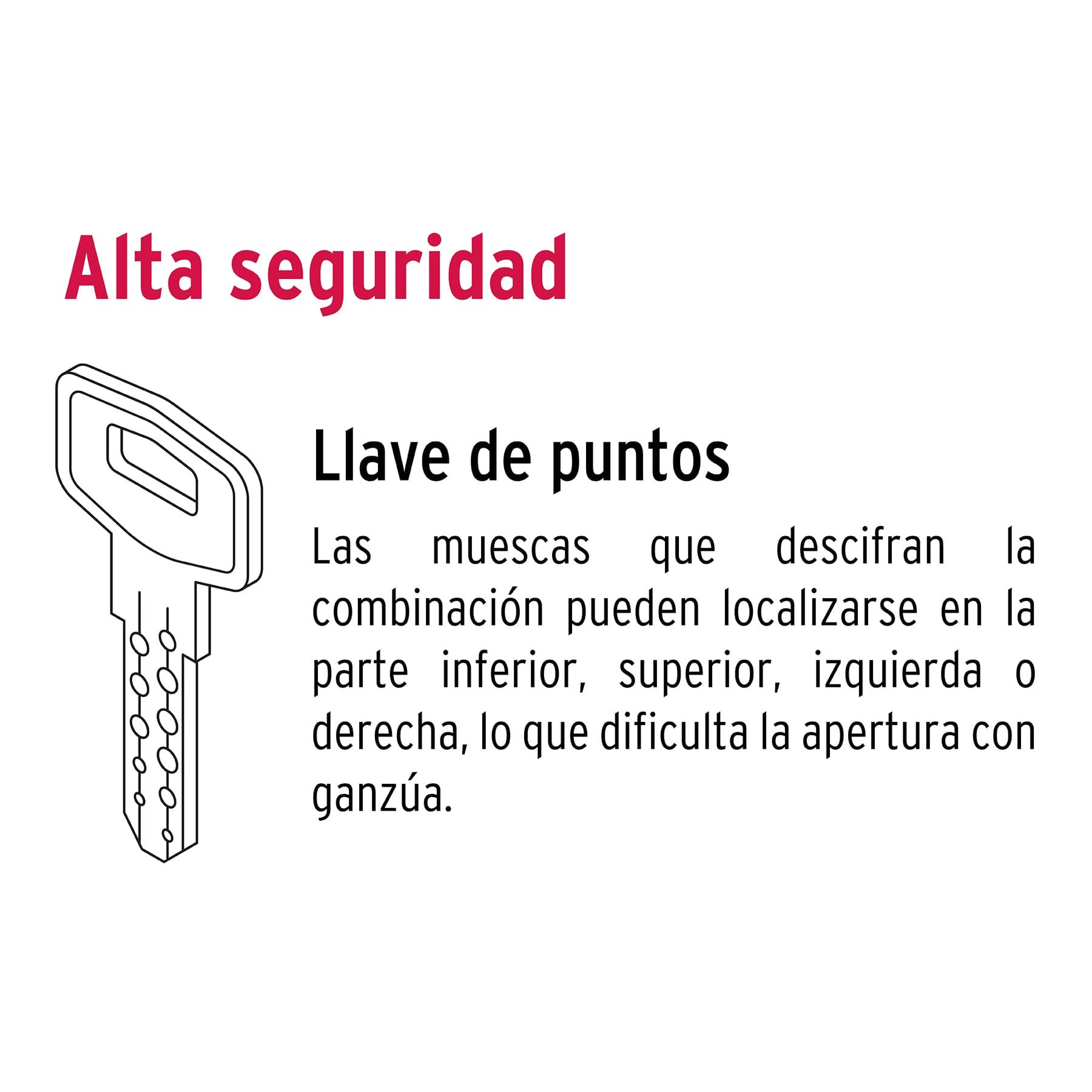 Cerrojo llave-llave negro, llave de puntos, Hermex