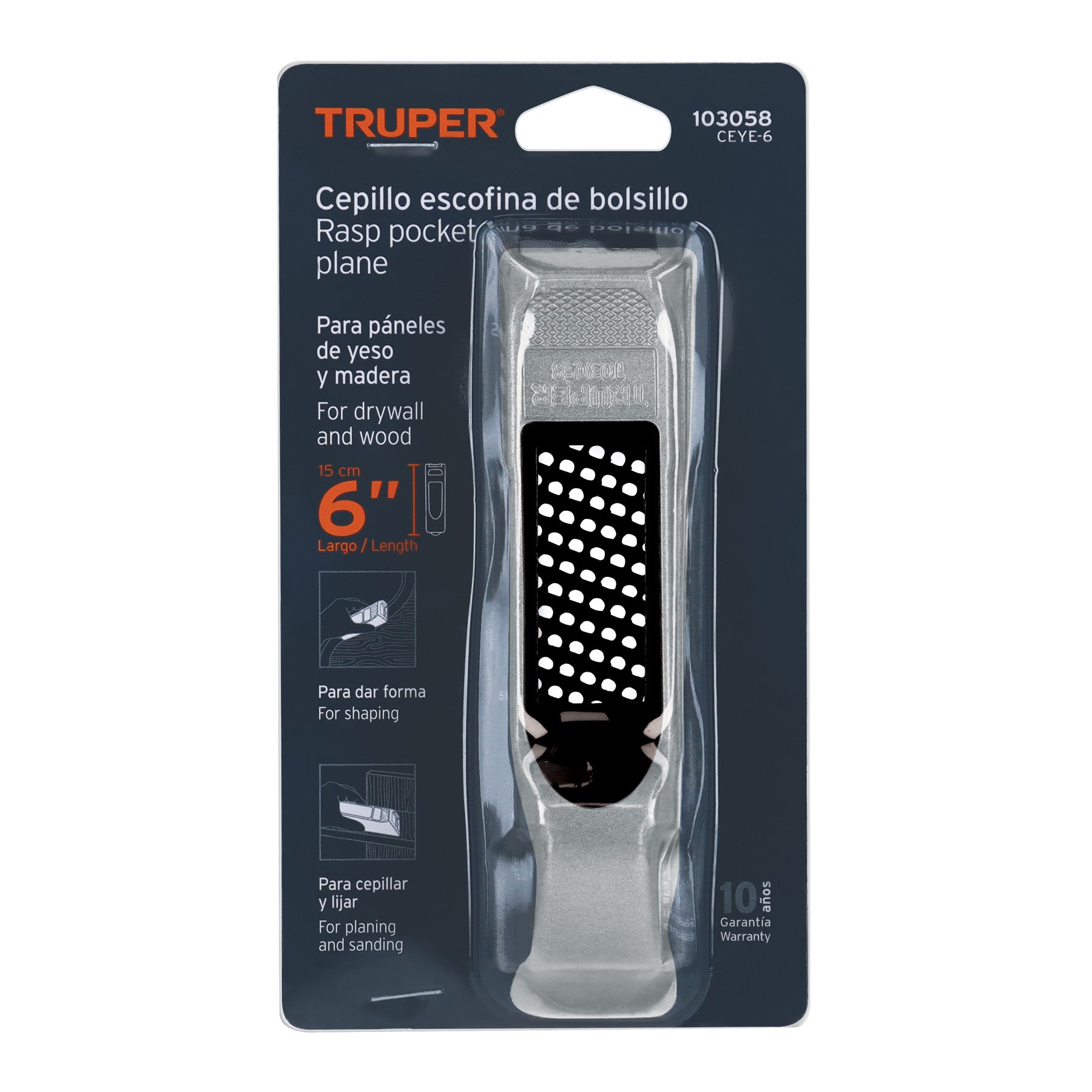 Cepillo escofina para muros de yeso, 6', Truper