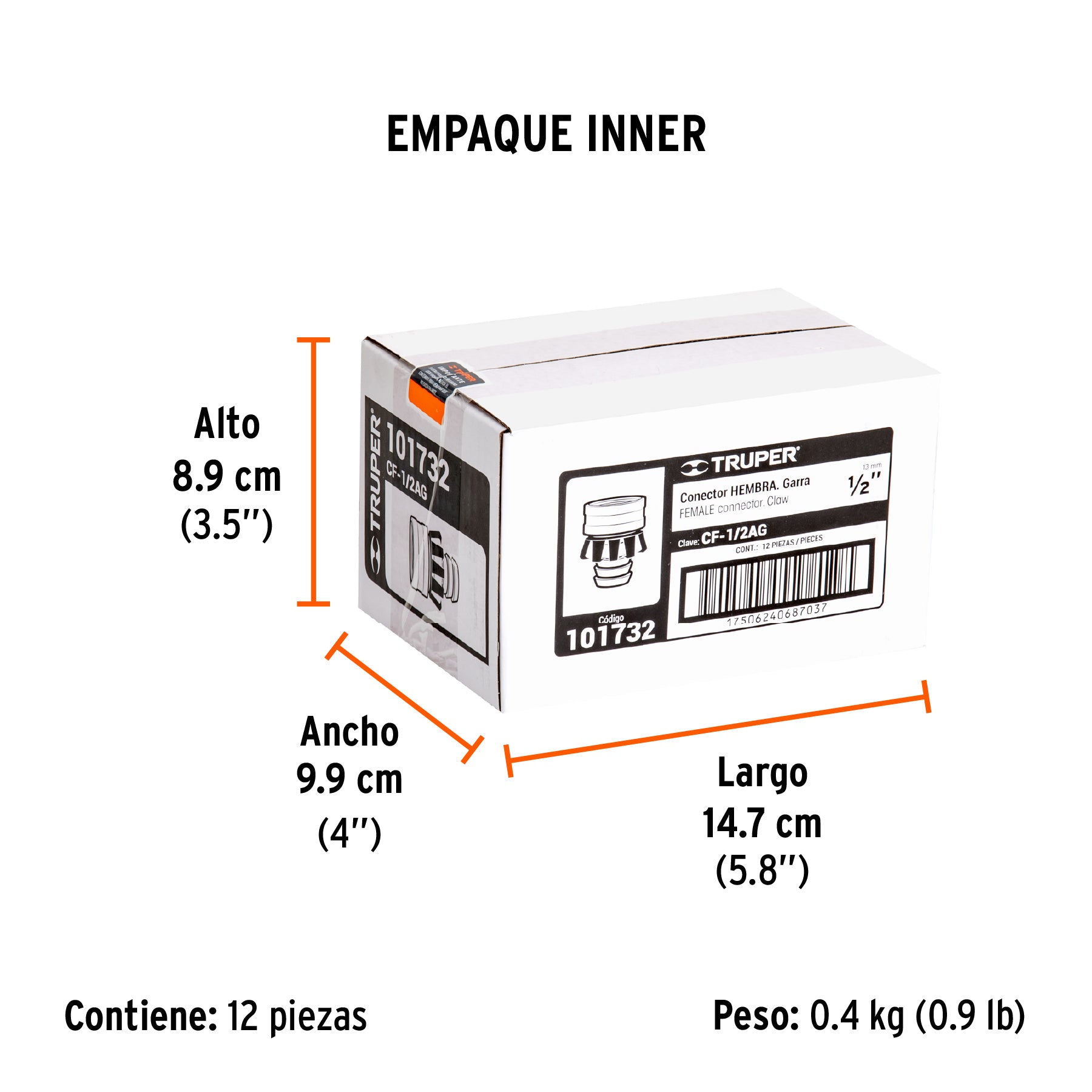 Conexión de manguera con garra 1/2', hembra