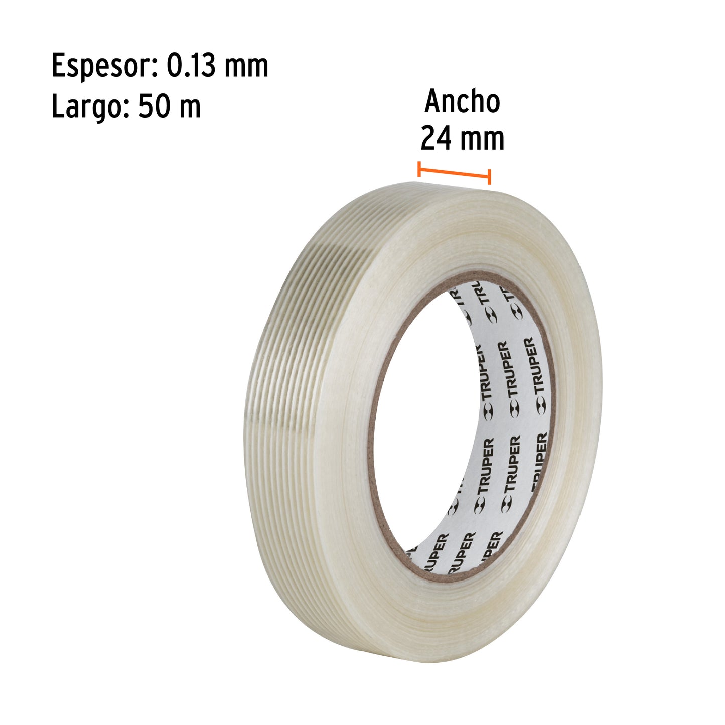 Cinta flejadora con filamentos 24mm x 50 m, transparente