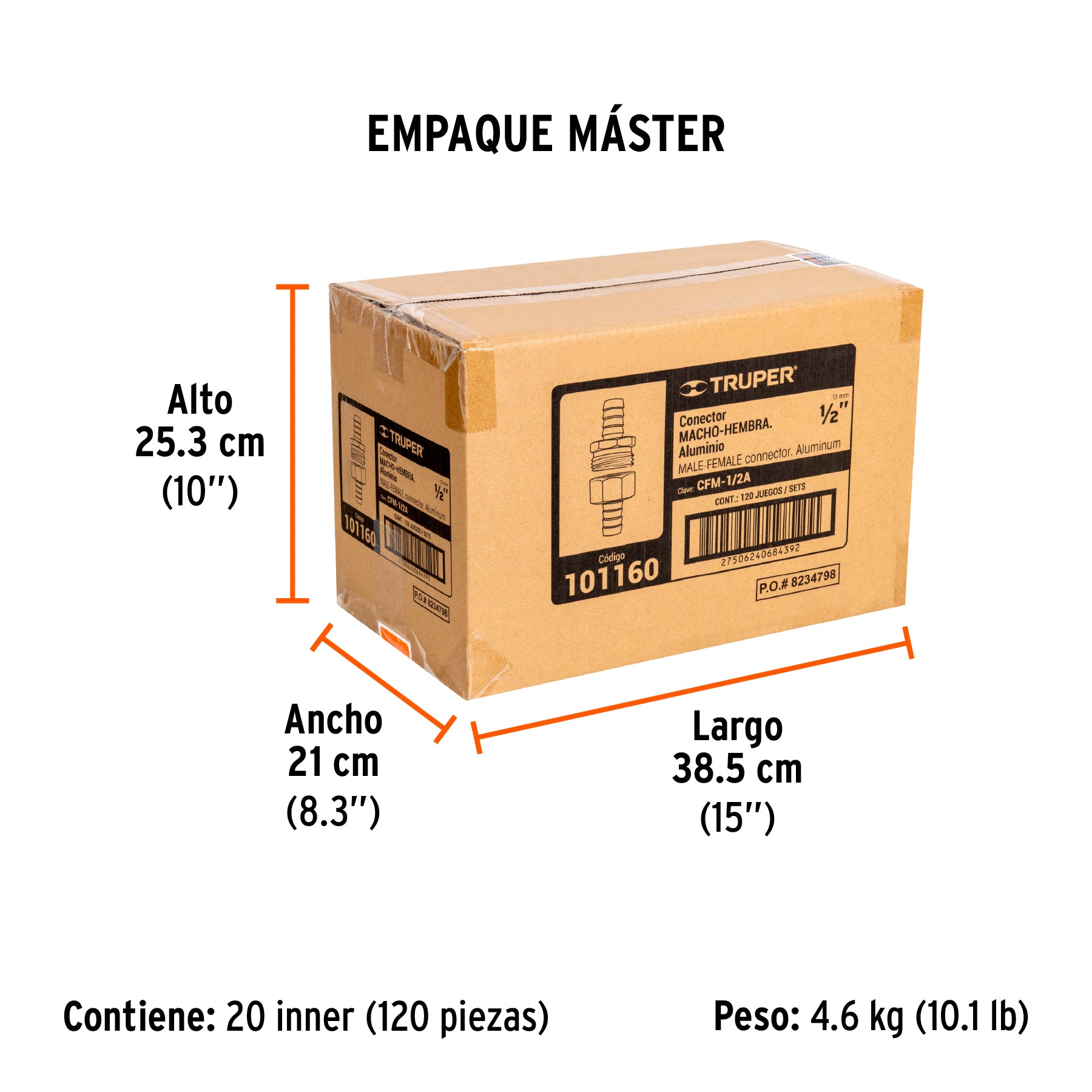 Juego de conectores de aluminio 1/2', macho y hembra