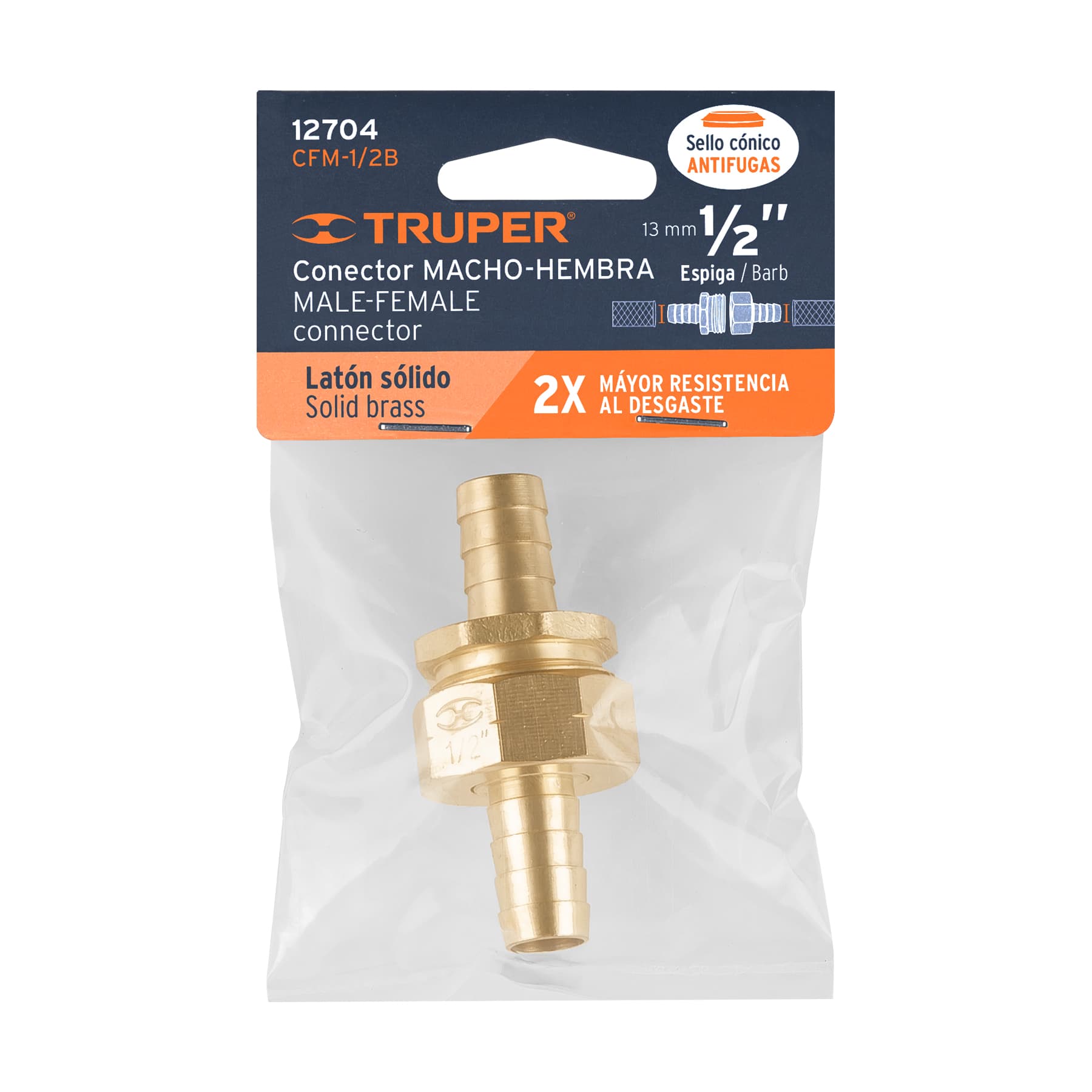 Conectores macho y hembra 1/2", de latón