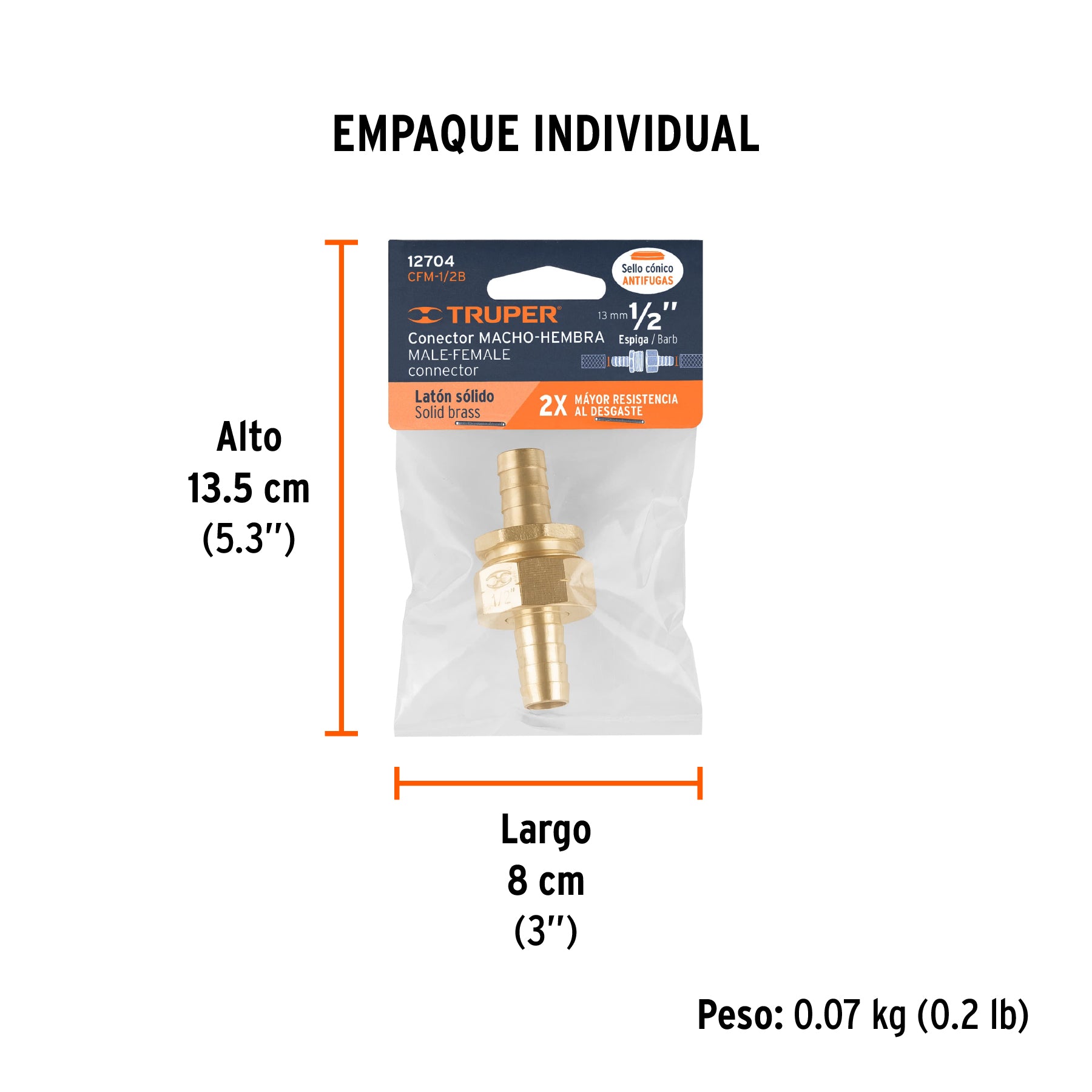 Conectores macho y hembra 1/2", de latón