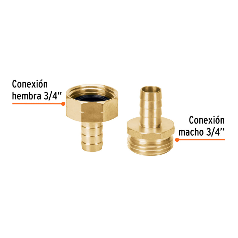 Conectores macho y hembra 1/2", de latón
