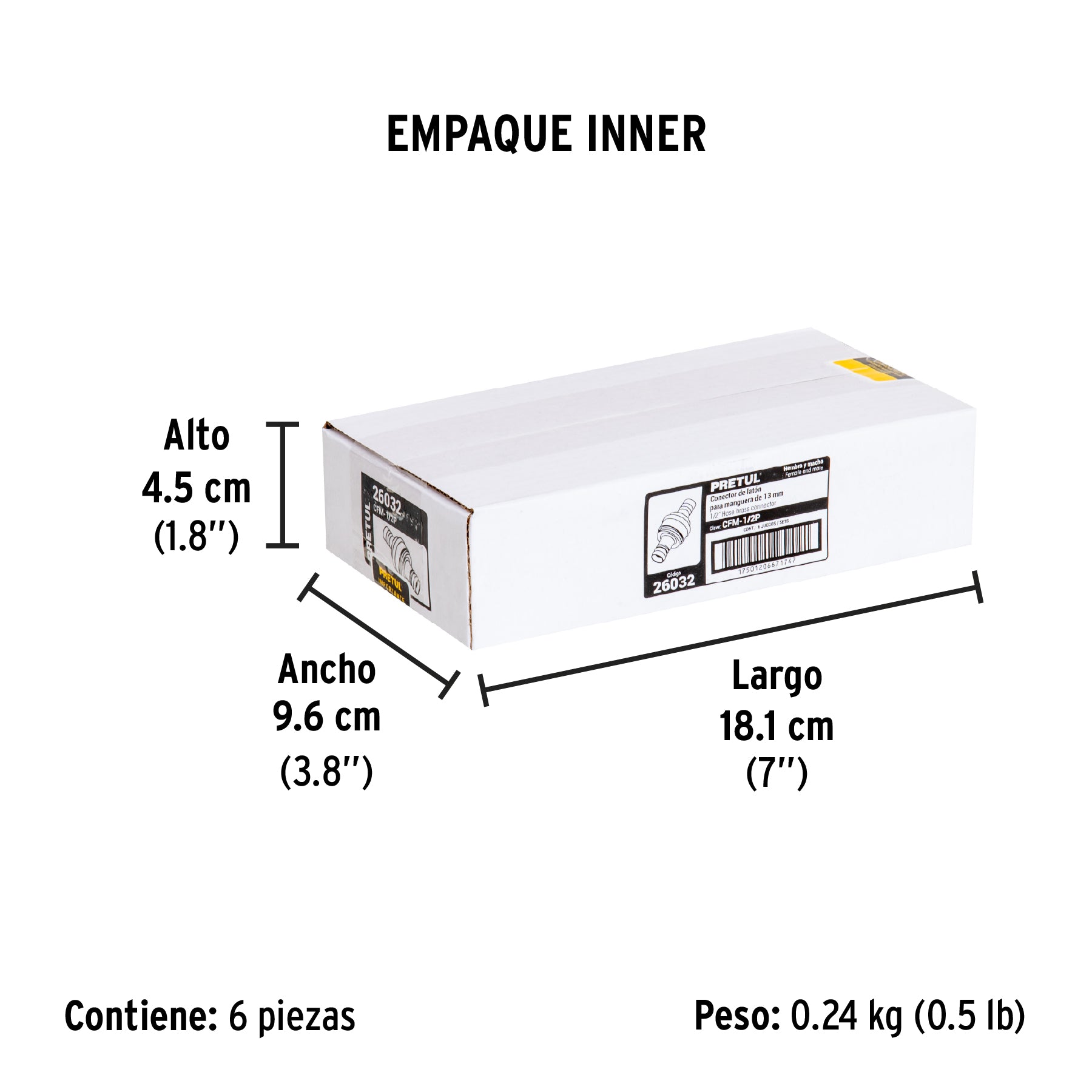 Conexión de latón laminado macho/hembra de 1/2"