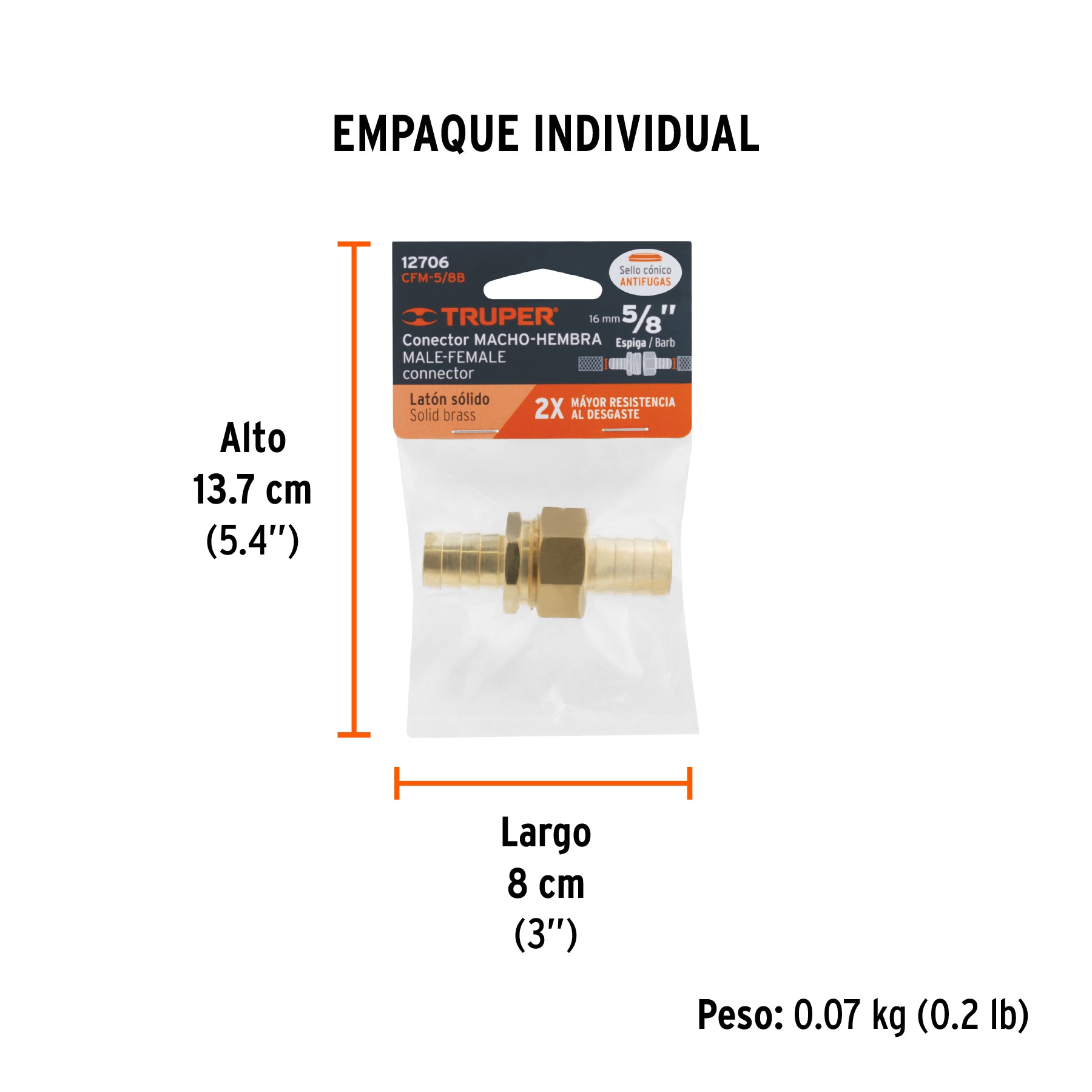 Conectores macho y hembra 5/8", de latón