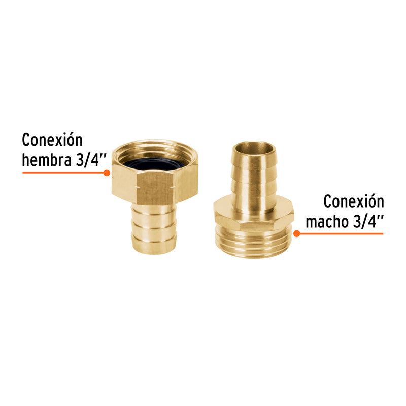 Conectores macho y hembra 5/8", de latón