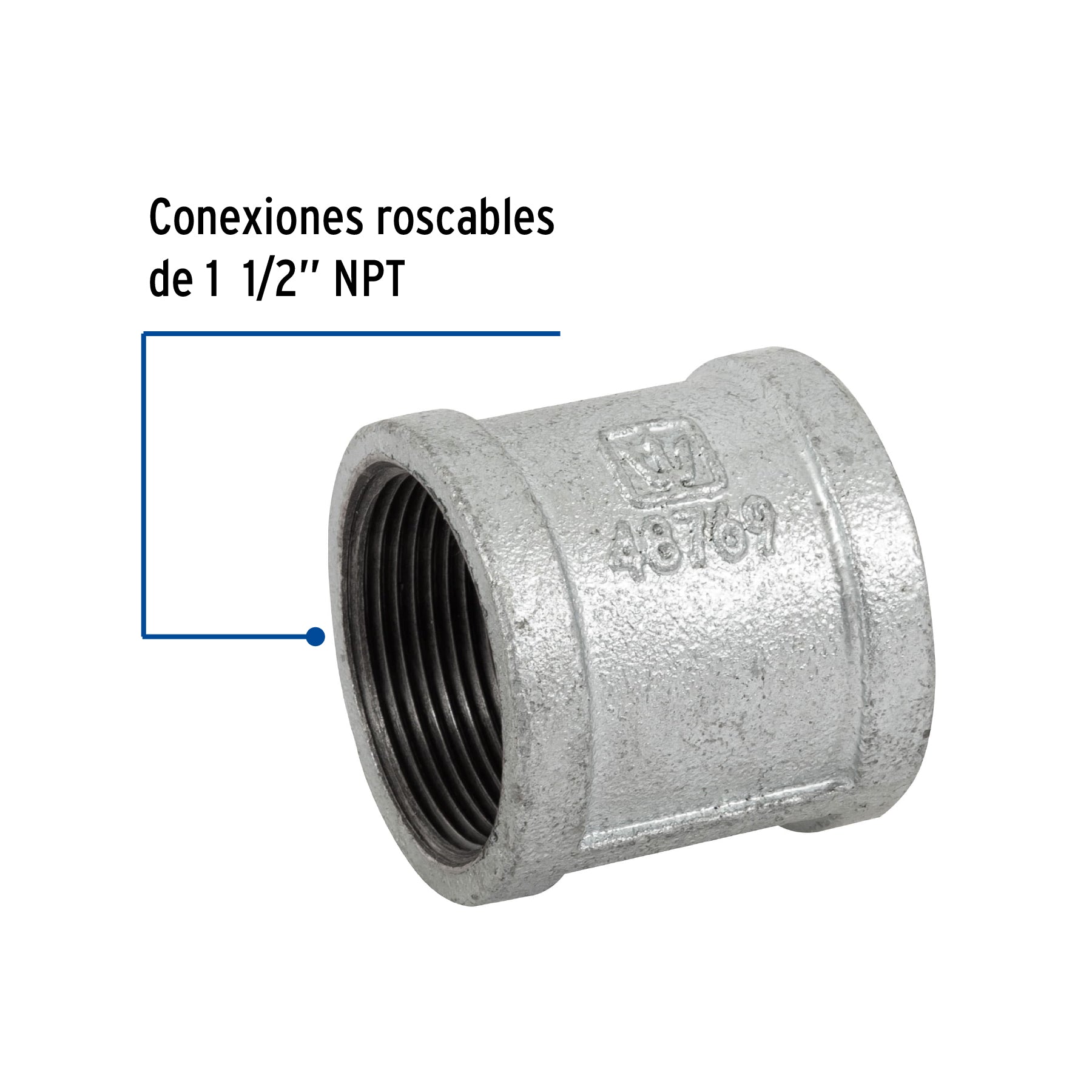 Cople reforzado, acero galvanizado, 1-1/2"