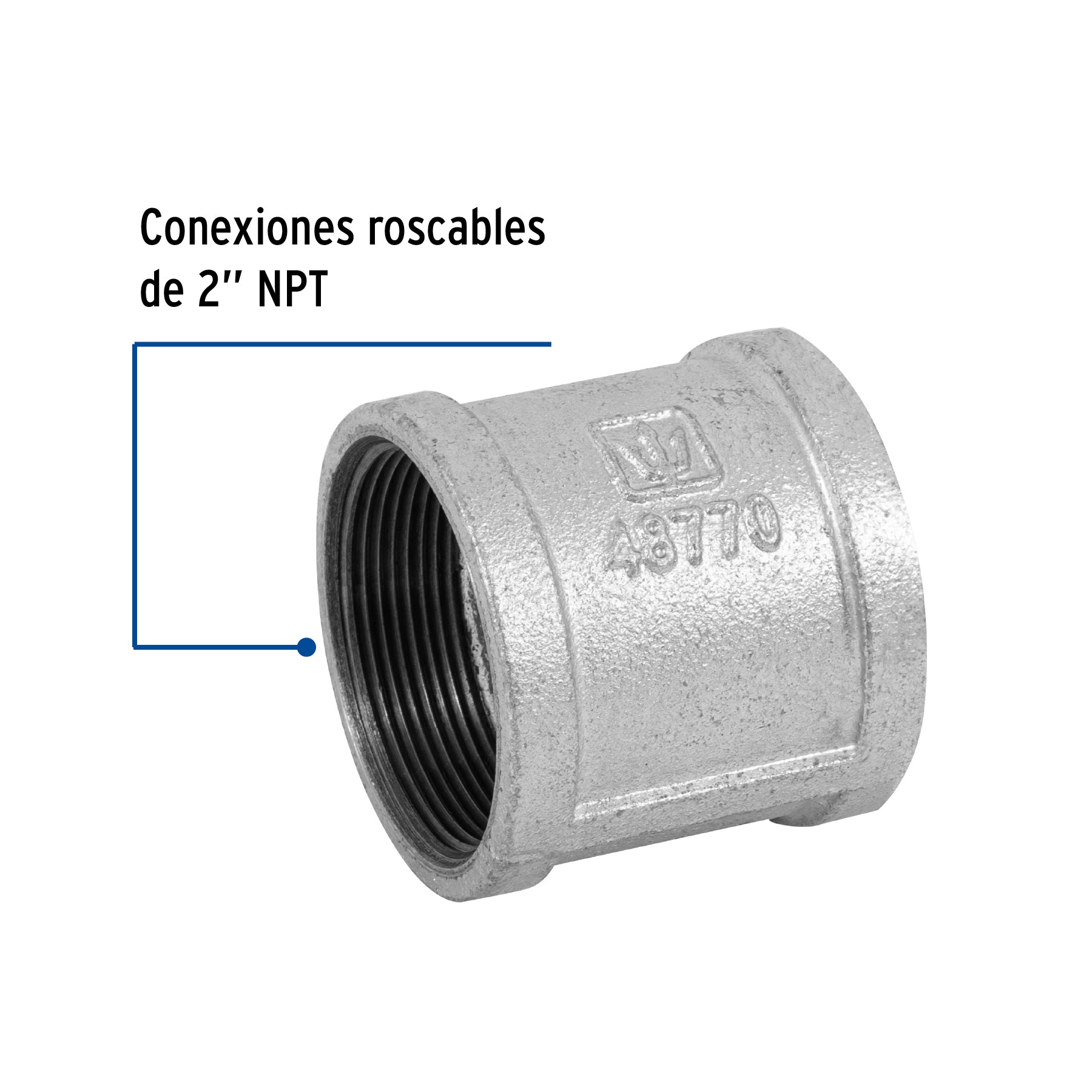 Cople reforzado, acero galvanizado, 2"