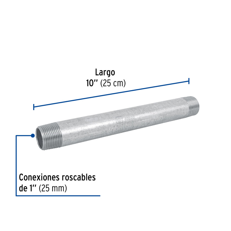 Niple de acero galvanizado 1 x 10", FOSET