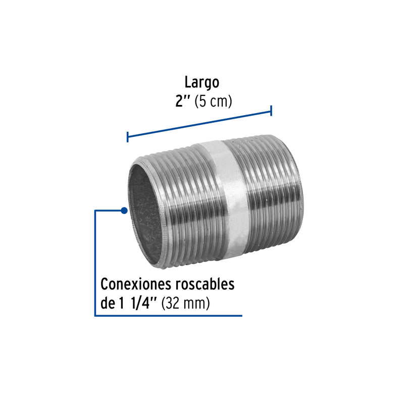 Niple de acero galvanizado 1-1/4 x 2", FOSET