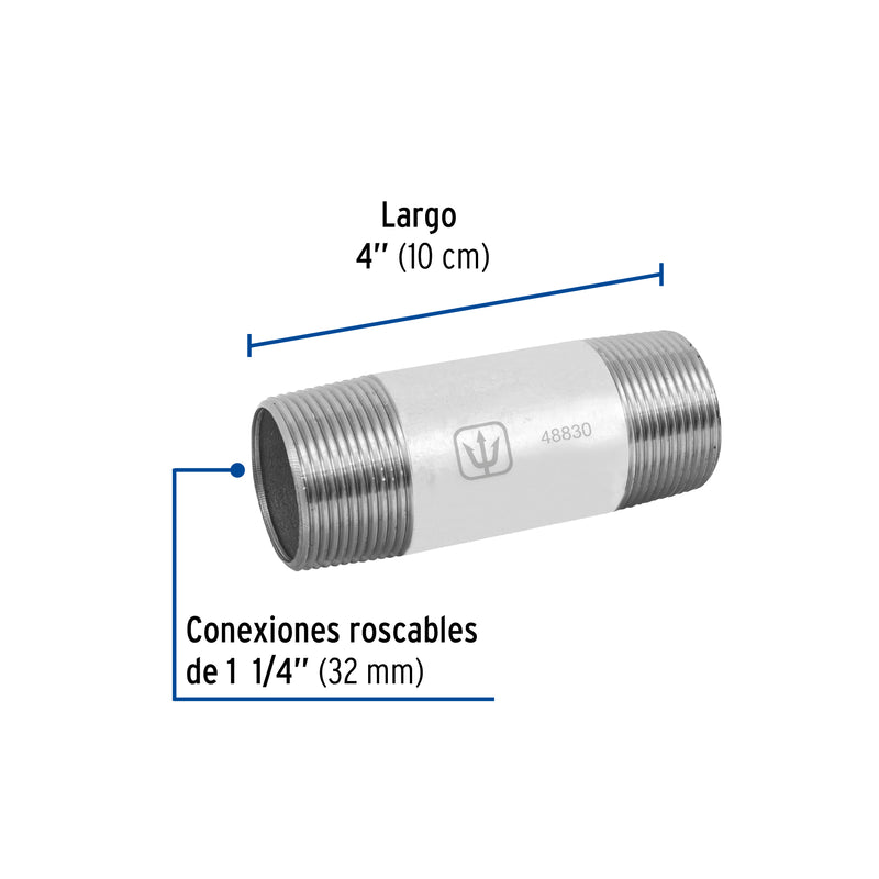 Niple de acero galvanizado 1-1/4 x 4", FOSET