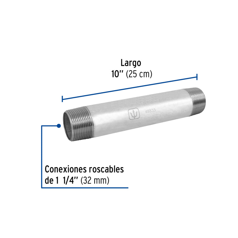 Niple de acero galvanizado 1-1/4 x 10", FOSET