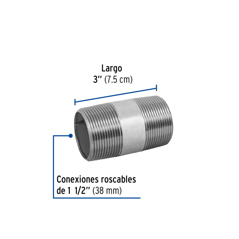 Niple de acero galvanizado 1-1/2 x 3", FOSET