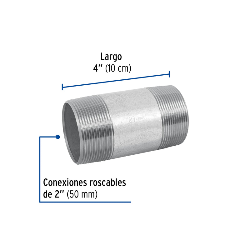 Niple de acero galvanizado, 2 x 4", FOSET