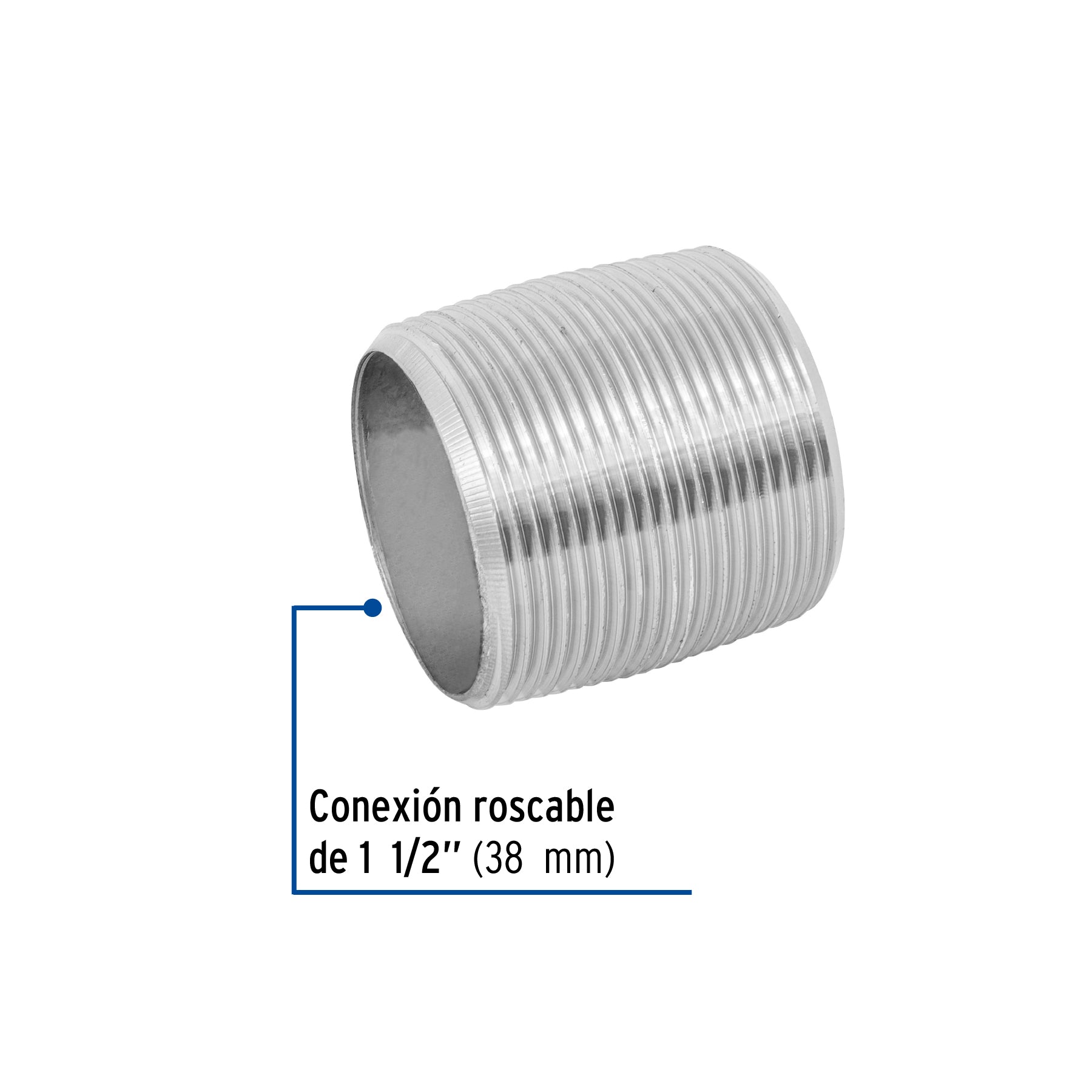 Niple, acero galvanizado, cuerda corrida, 1-1/2"